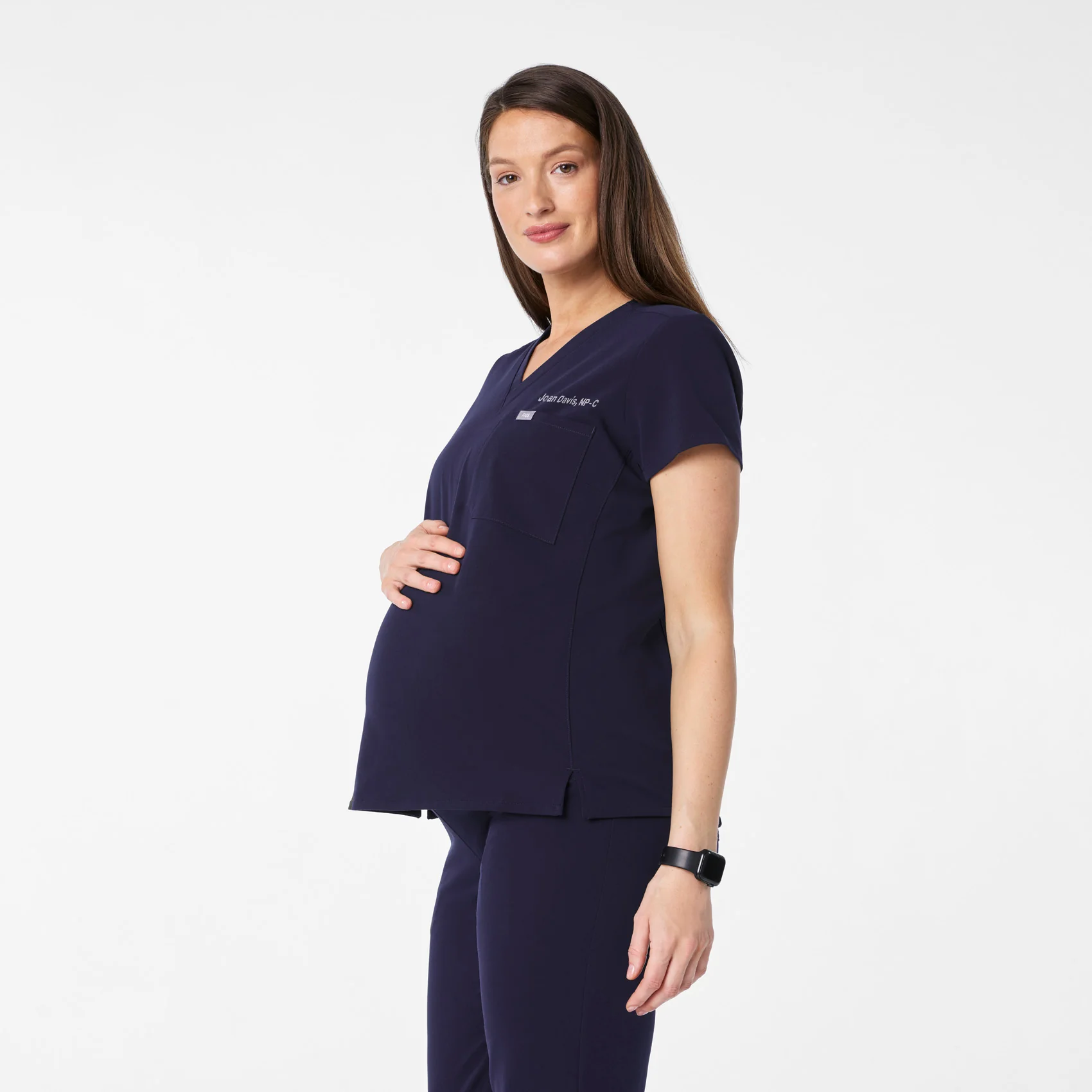 women's Navy Catarina Maternity V-Neck - Scrub Top™ - Image 3