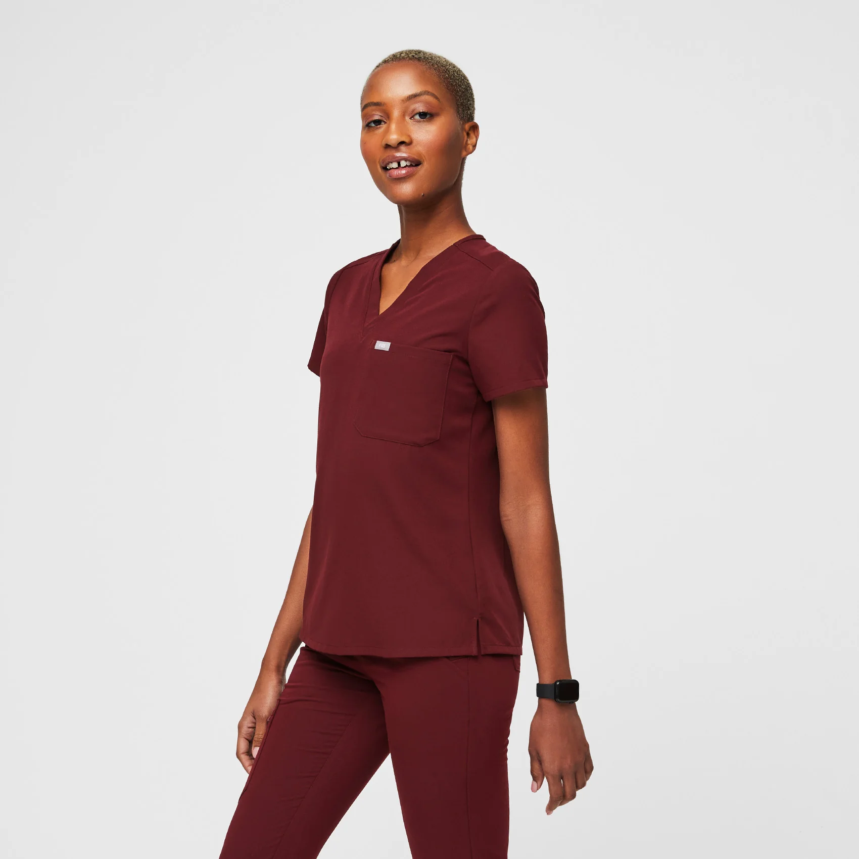 Women's Burgundy Catarina™ - One-Pocket Scrub Top - Image 3