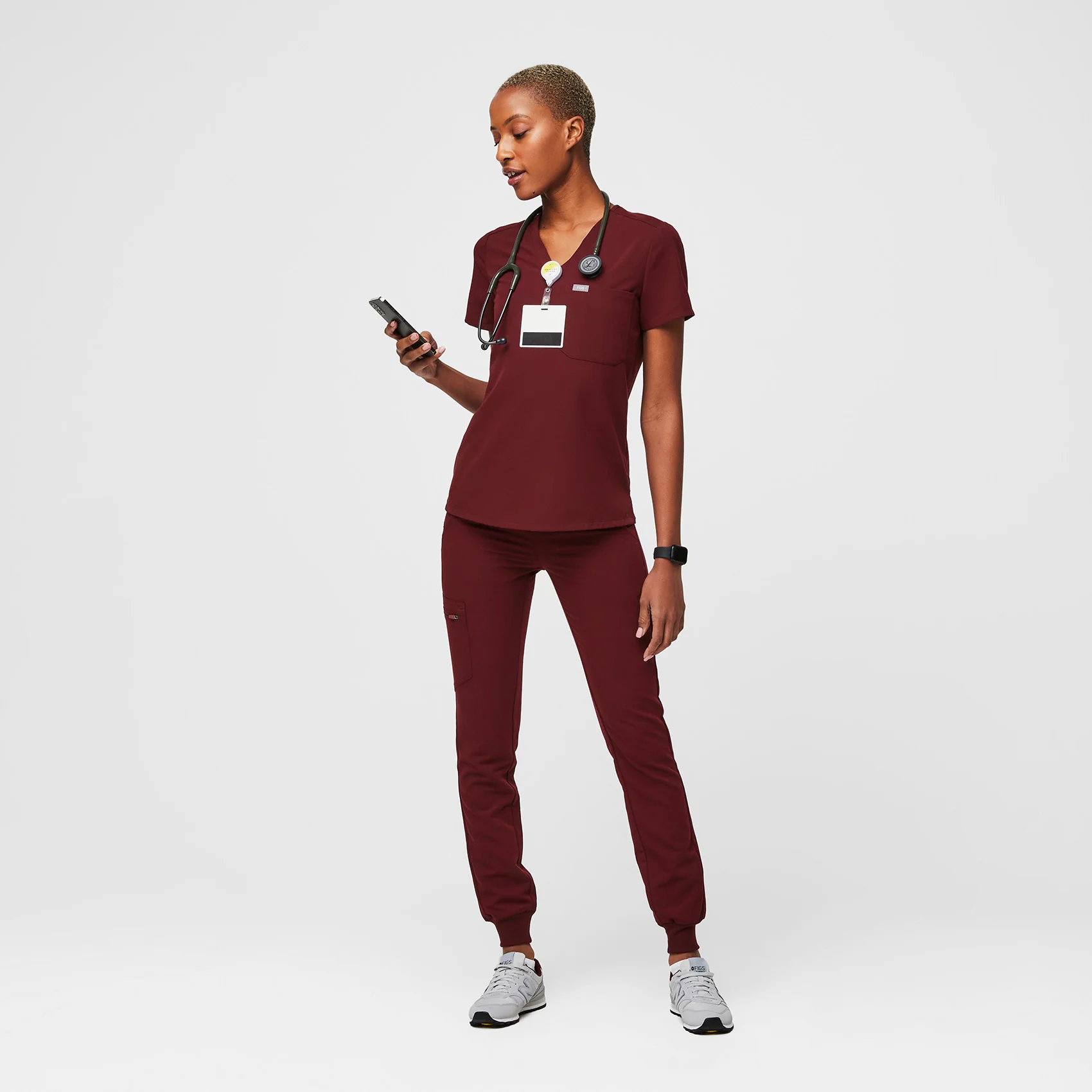 Women's Burgundy Catarina™ - One-Pocket Scrub Top - Image 8