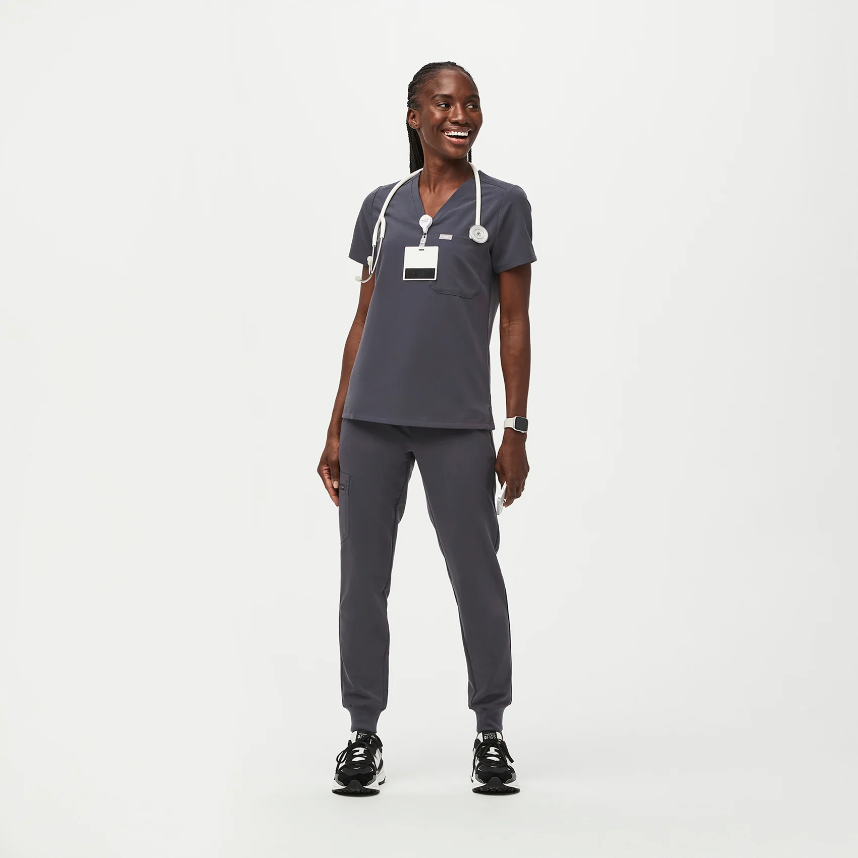 women's Charcoal Catarina™ - One-Pocket Scrub Top - Image 2
