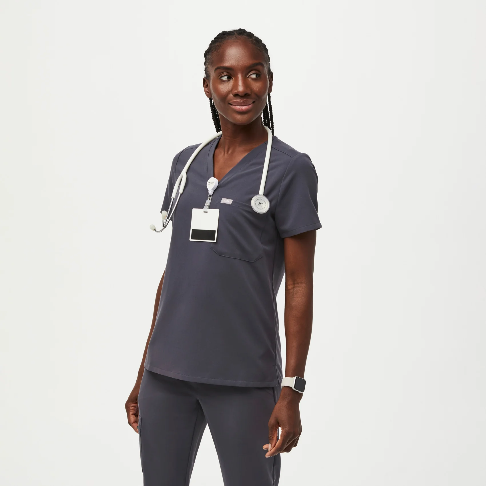 women's Charcoal Catarina™ - One-Pocket Scrub Top - Image 7