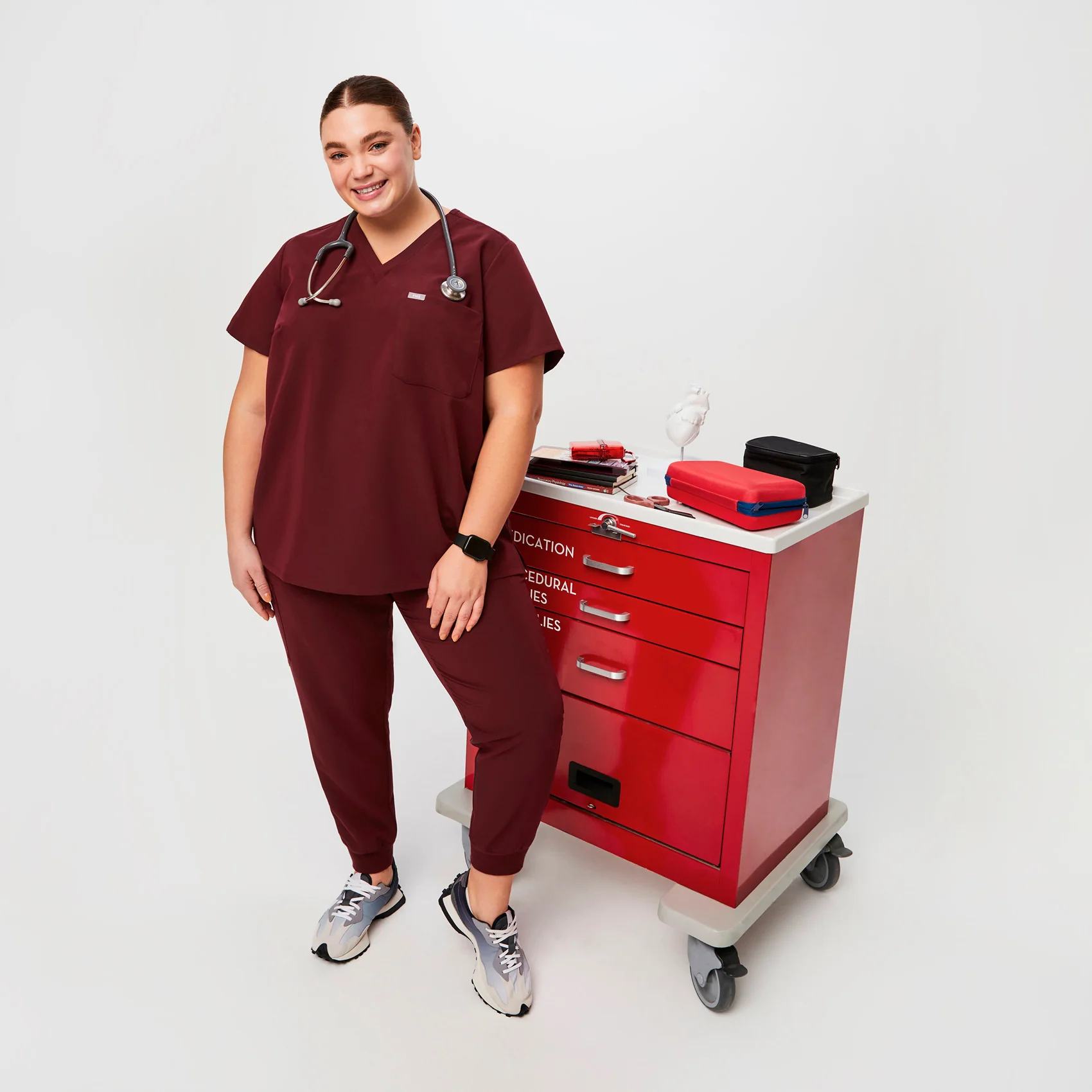 women's Burgundy Catarina™- One-Pocket Scrub Top (3XL - 6XL) - Image 2