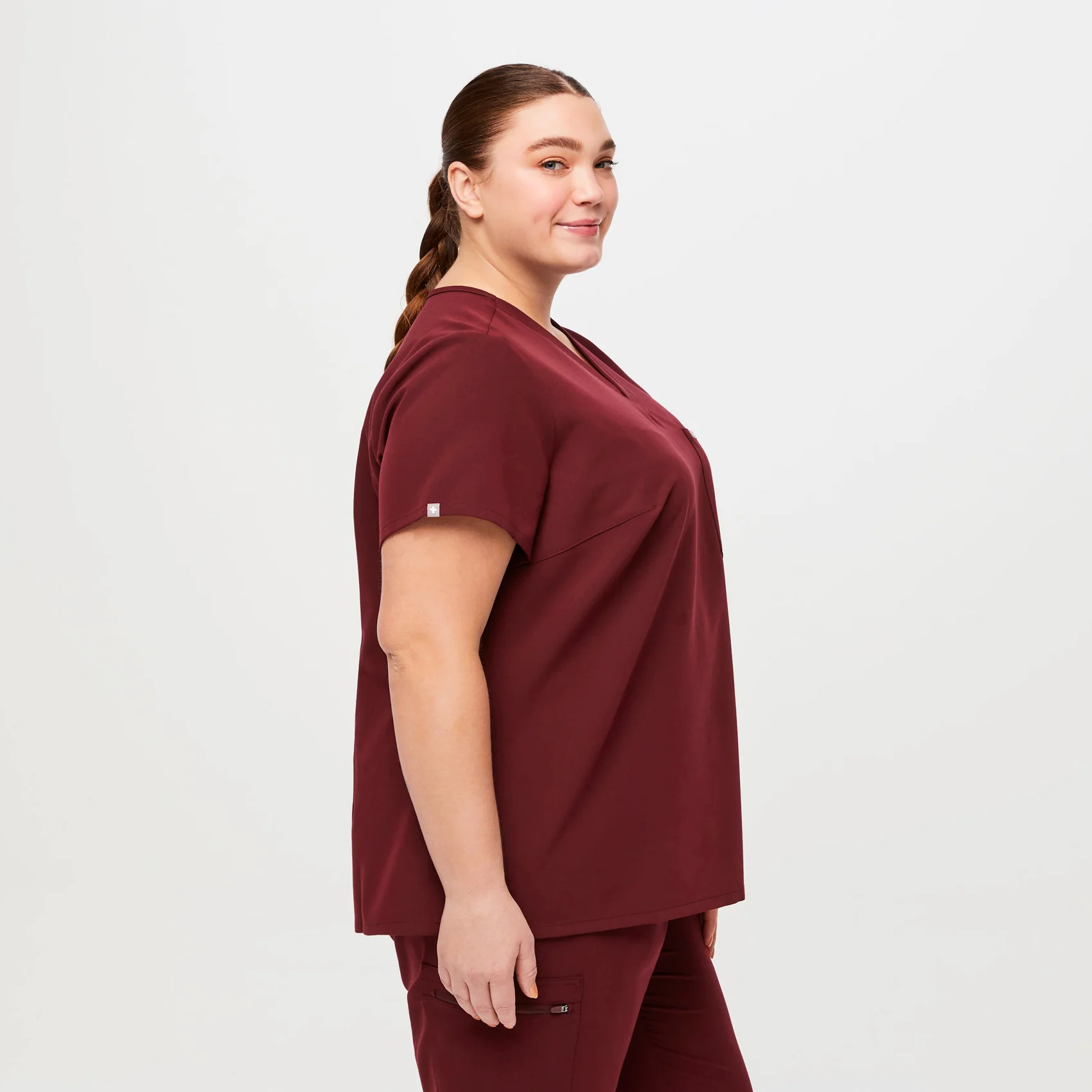 women's Burgundy Catarina™- One-Pocket Scrub Top (3XL - 6XL) - Image 3