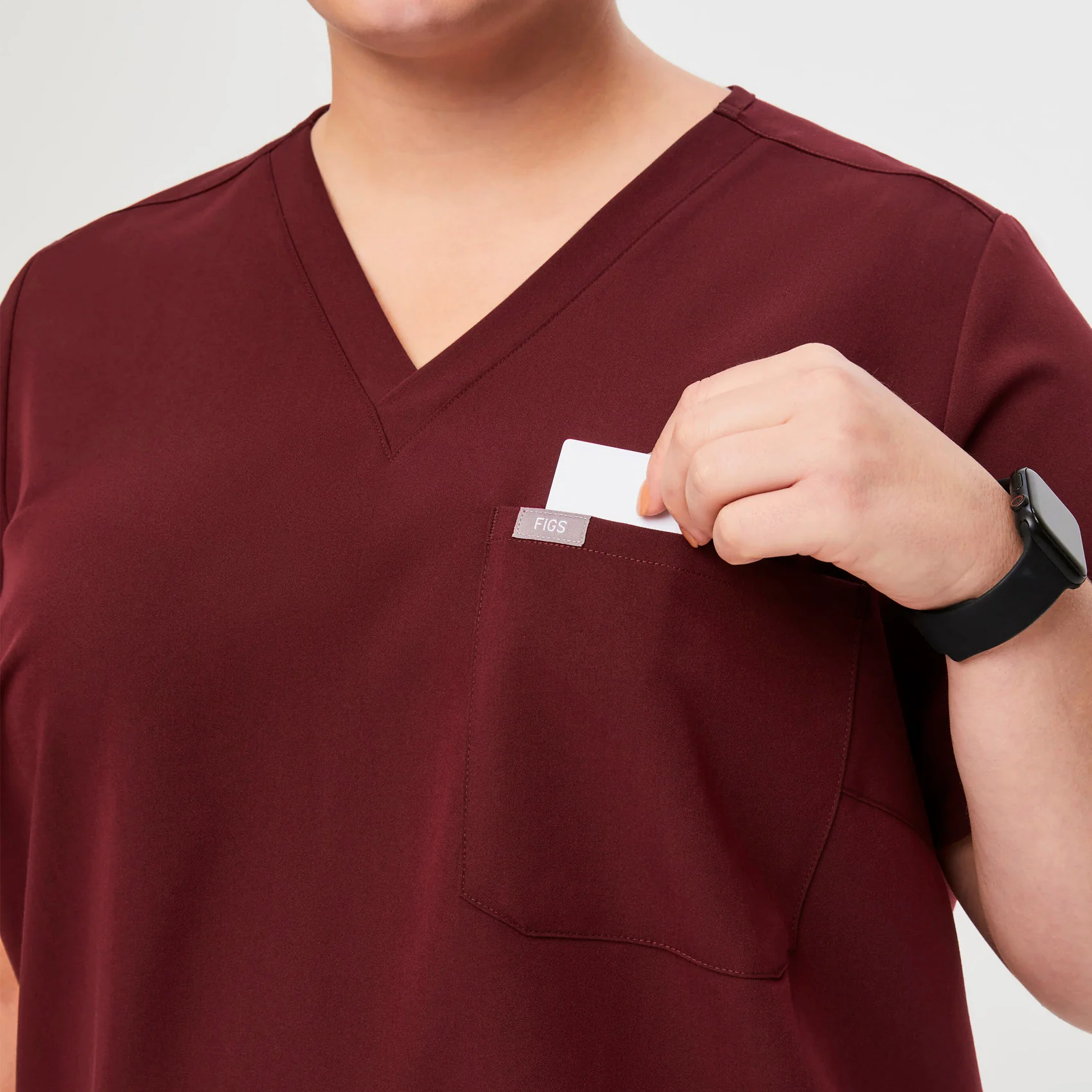 women's Burgundy Catarina™- One-Pocket Scrub Top (3XL - 6XL) - Image 5