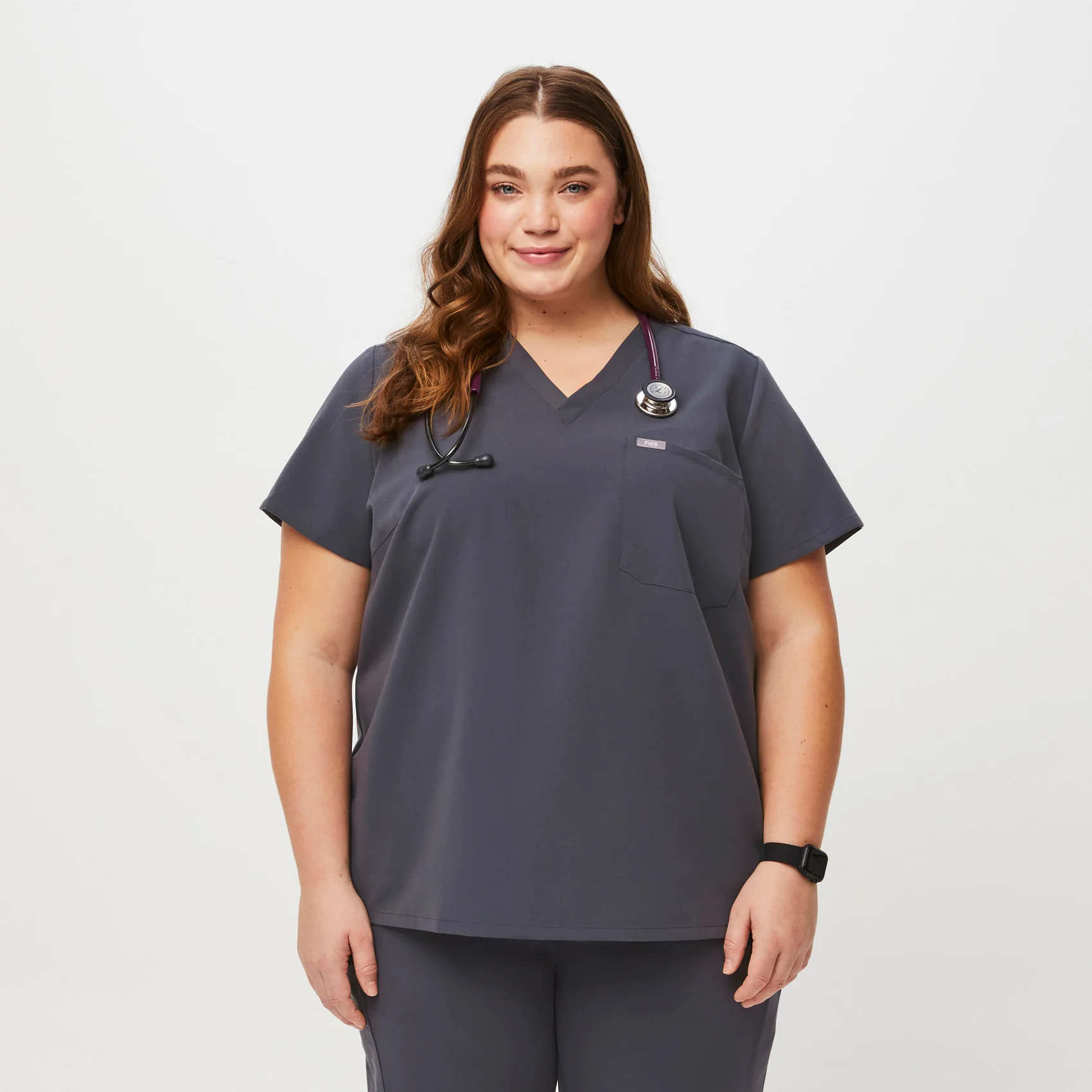 women's Charcoal Catarina™- One-Pocket Scrub Top (3XL - 6XL)