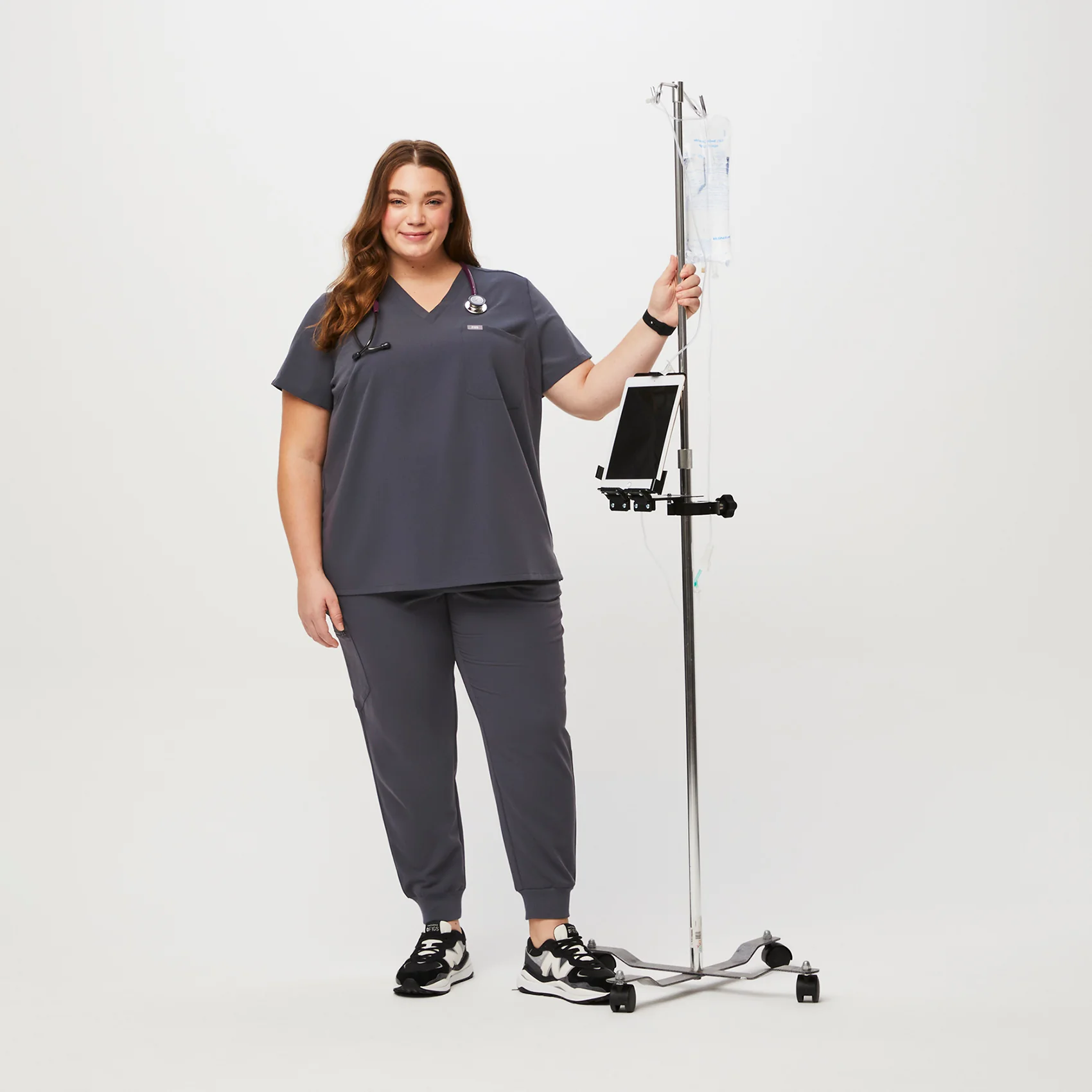 women's Charcoal Catarina™- One-Pocket Scrub Top (3XL - 6XL) - Image 2
