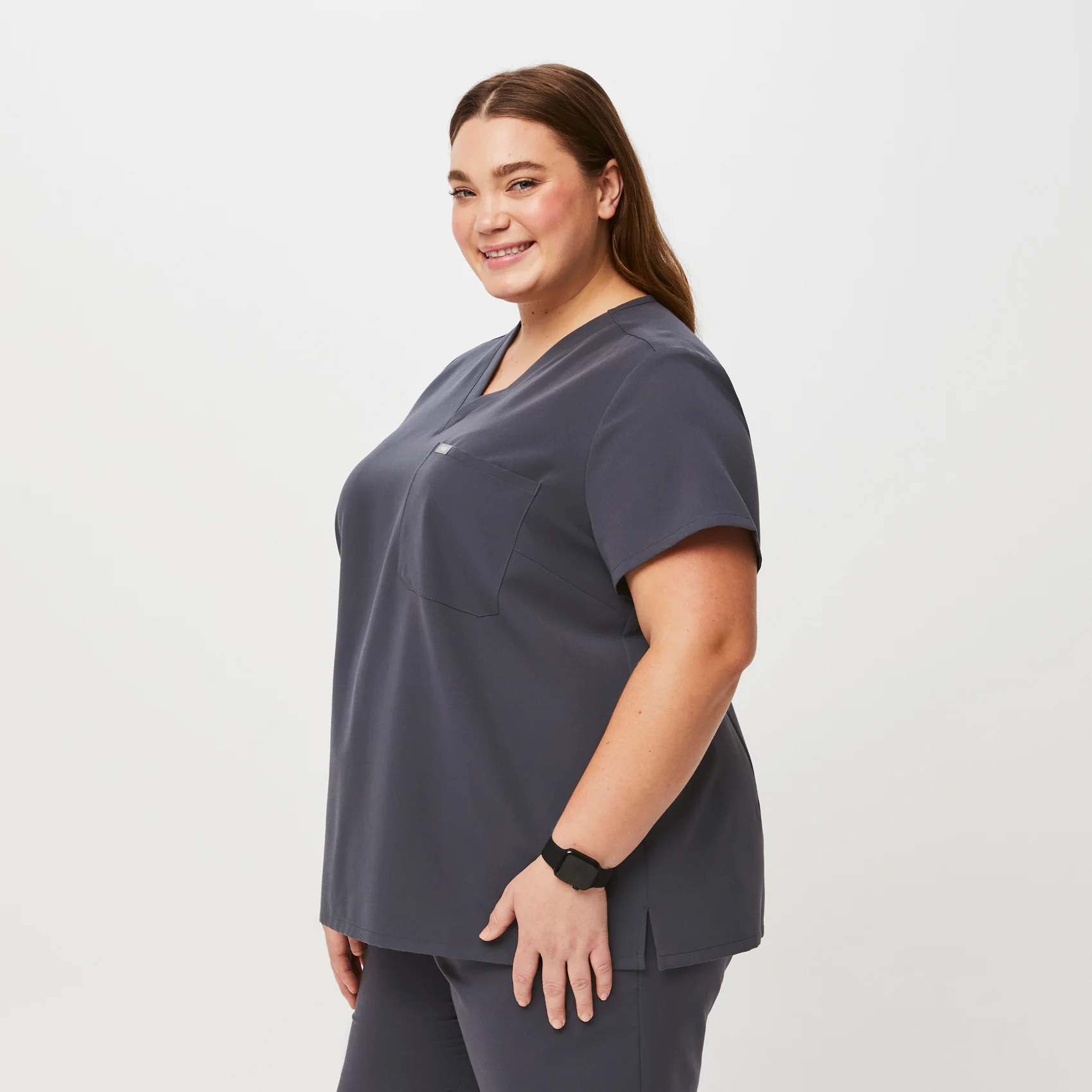 women's Charcoal Catarina™- One-Pocket Scrub Top (3XL - 6XL) - Image 3