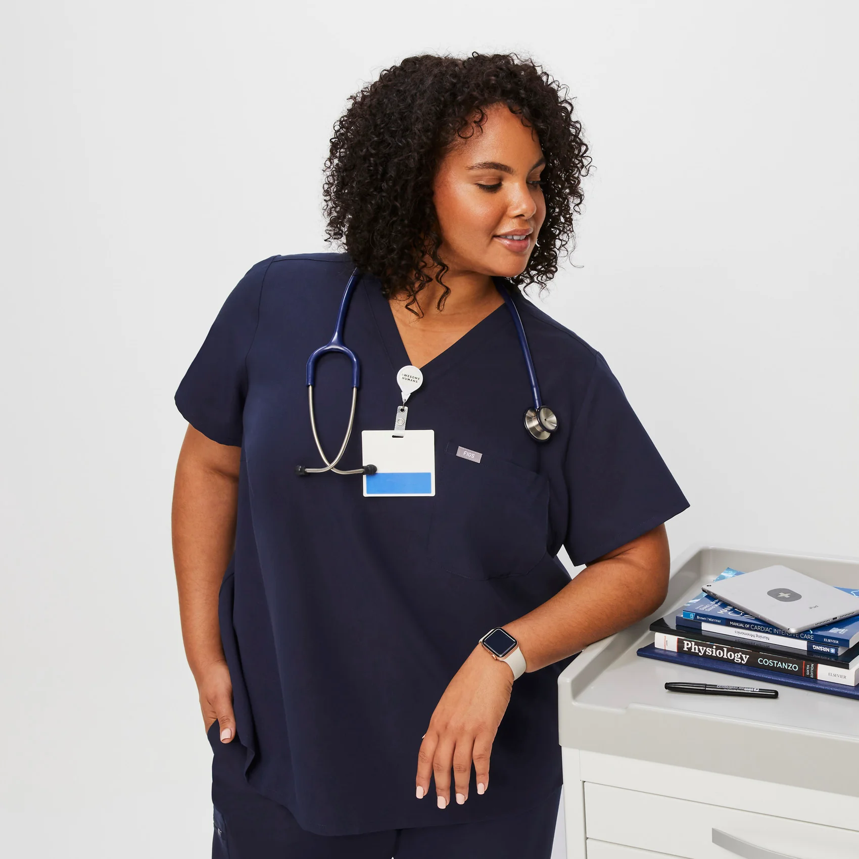 women's Navy Catarina™- One-Pocket Scrub Top (3XL - 6XL) - Image 6