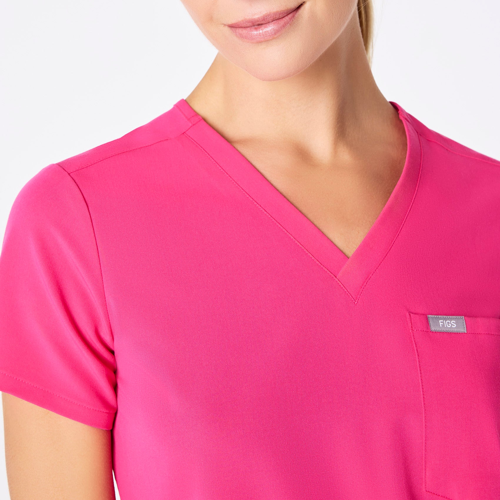 women's Shocking Pink Catarina Petite One-Pocket Scrub Top⢠- Image 6