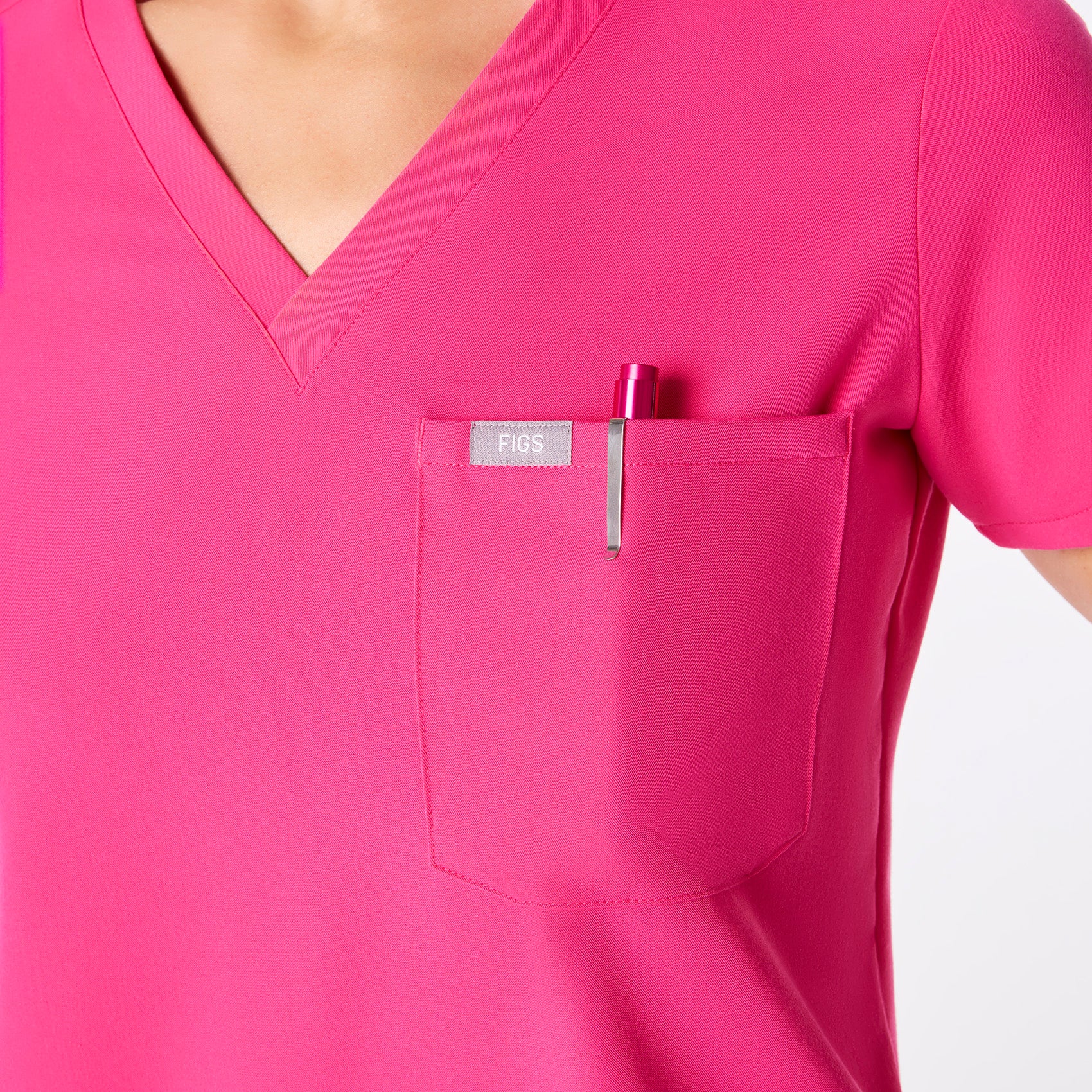 women's Shocking Pink Catarina Petite One-Pocket Scrub Top⢠- Image 7