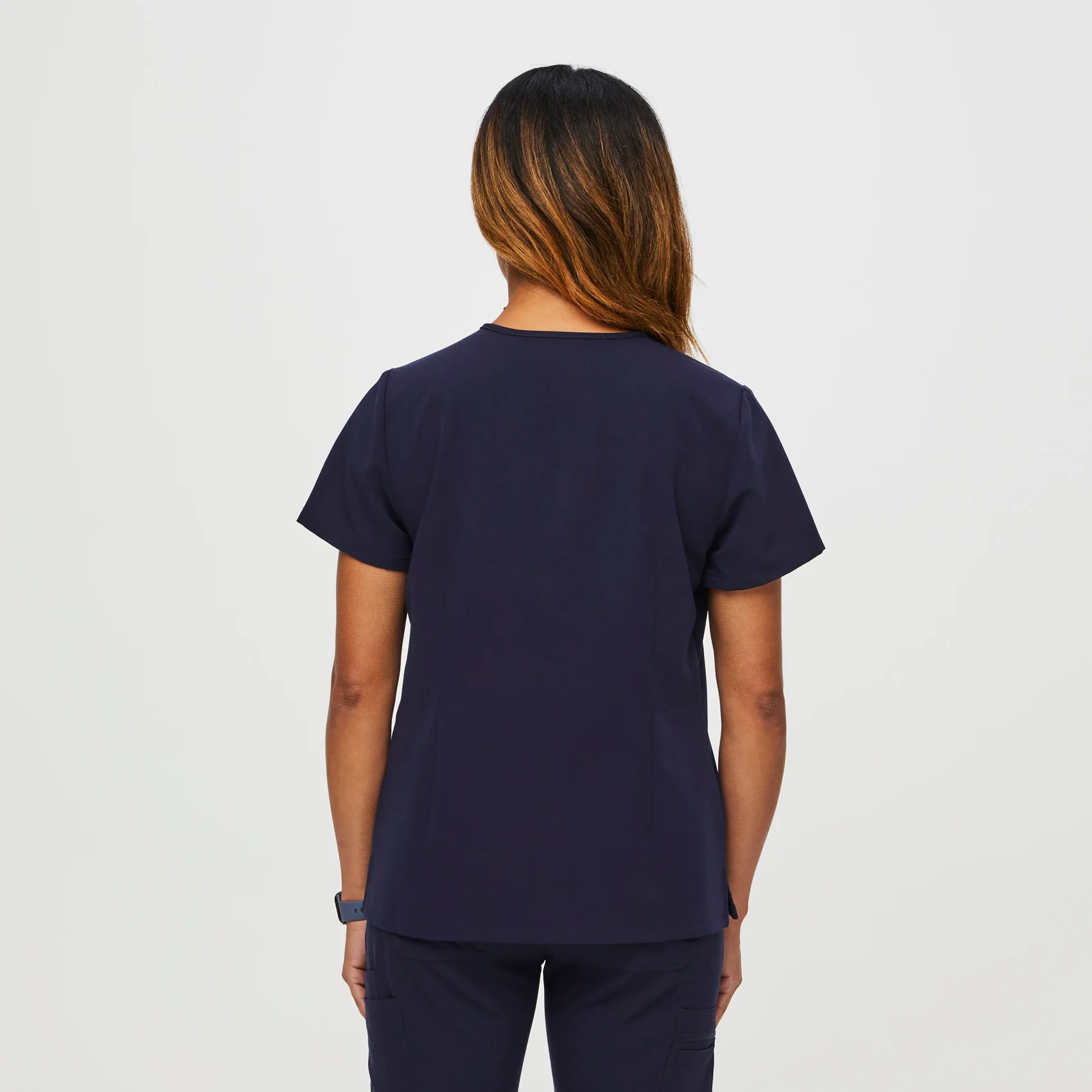 women's Navy Petite Catarina⢠- One-Pocket Scrub Top - Image 4
