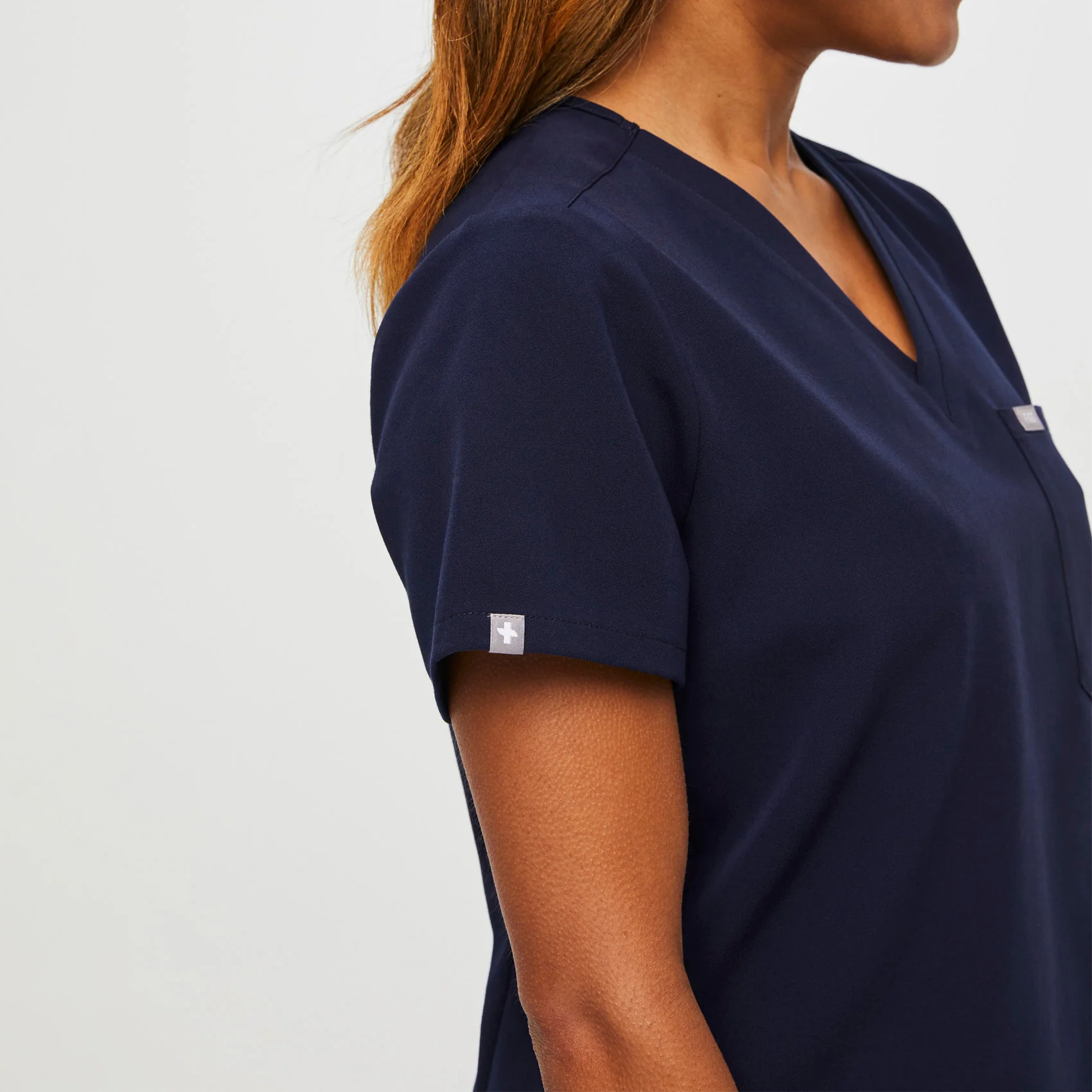 women's Navy Petite Catarina⢠- One-Pocket Scrub Top - Image 5