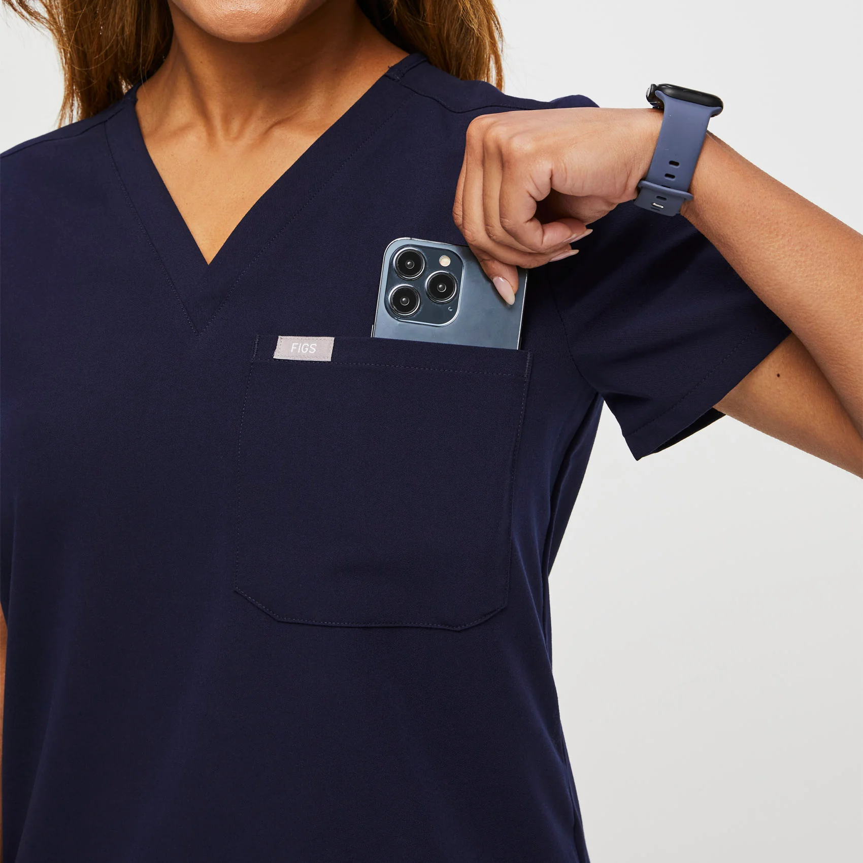 women's Navy Petite Catarina⢠- One-Pocket Scrub Top - Image 6