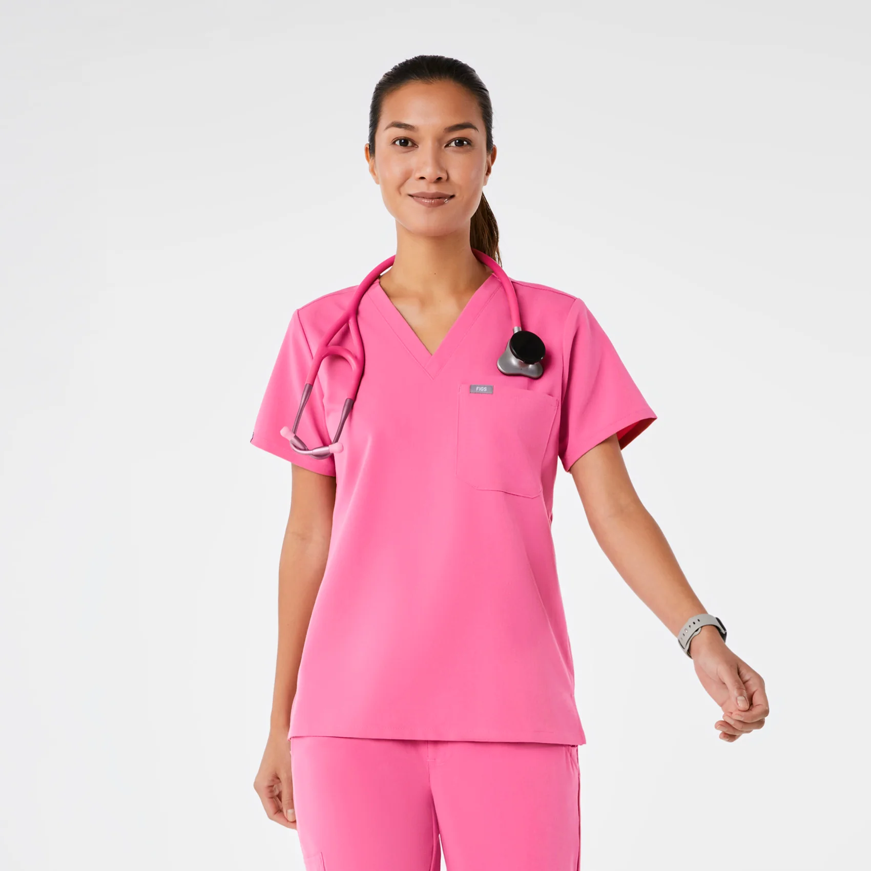 women's F'ing Pink Catarina Petite - One-Pocket Scrub Top⢠- Image 5