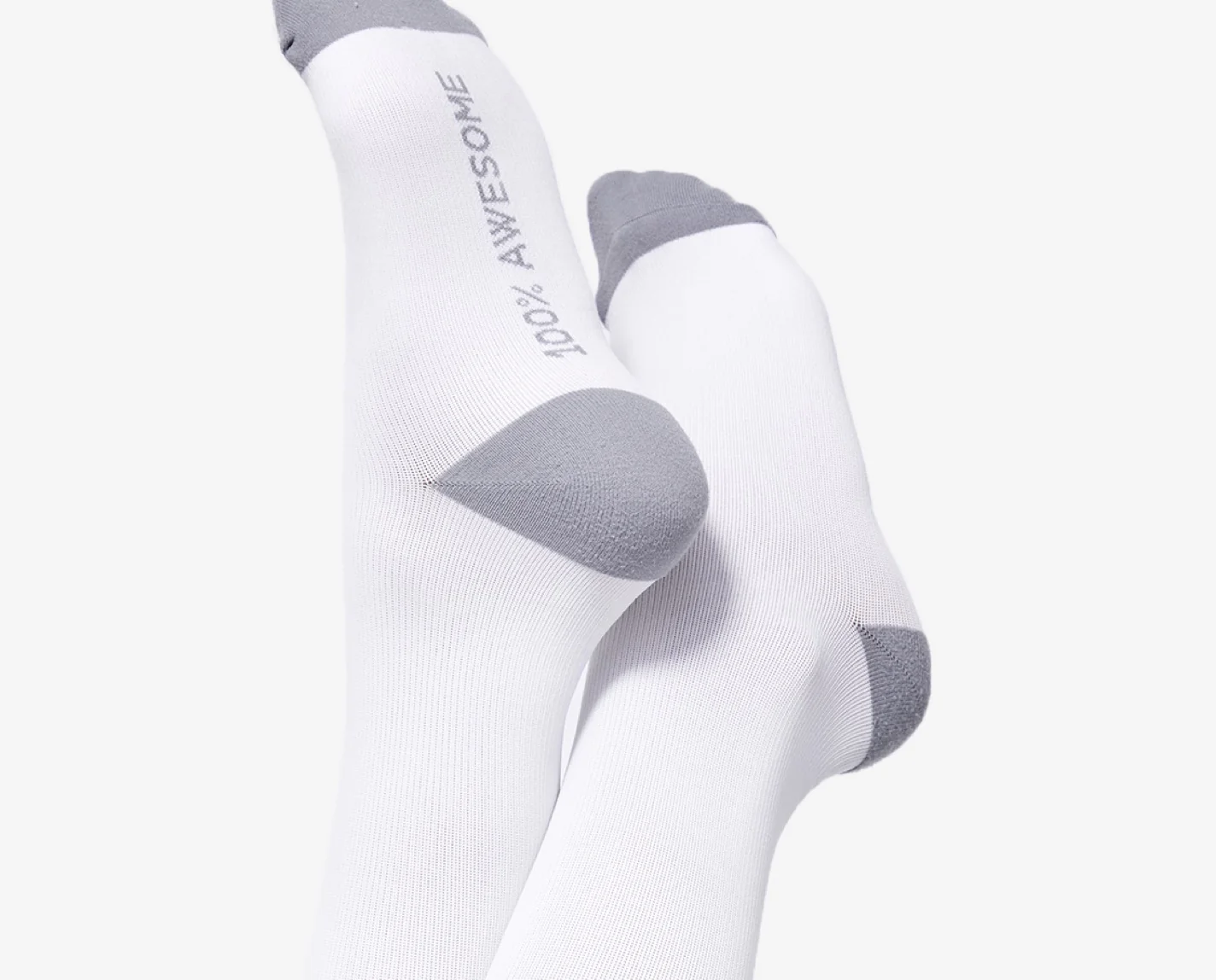 Women's White Solid Compression Socks - Image 4