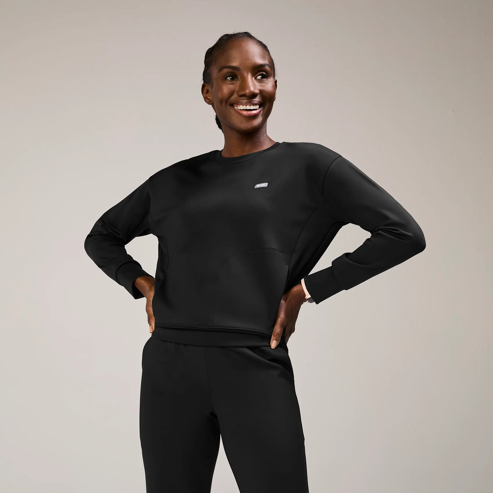 women's Black Cornelia FORMx Crewneck - Scrub Topā¢