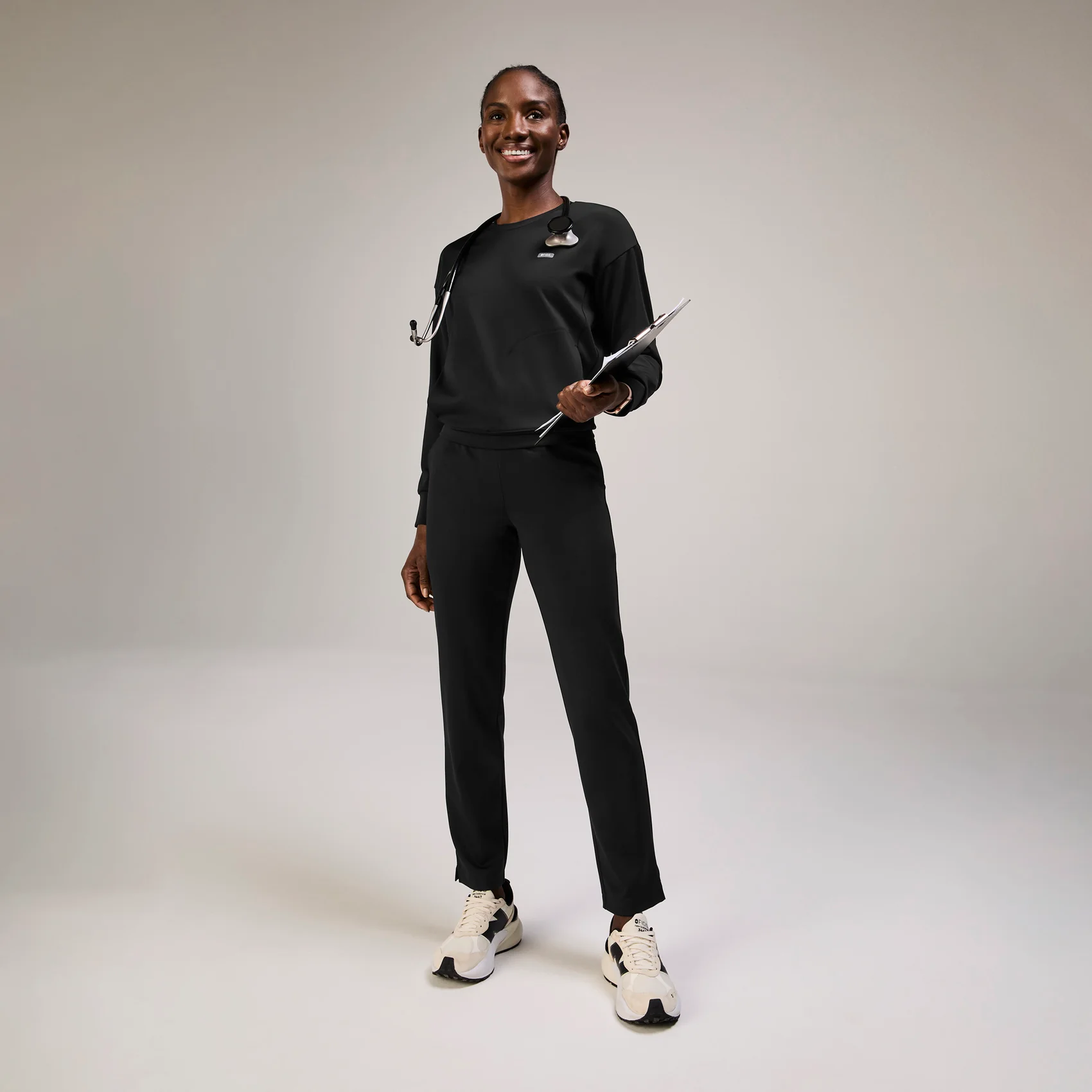 women's Black Cornelia FORMx Crewneck - Scrub Top⢠- Image 2