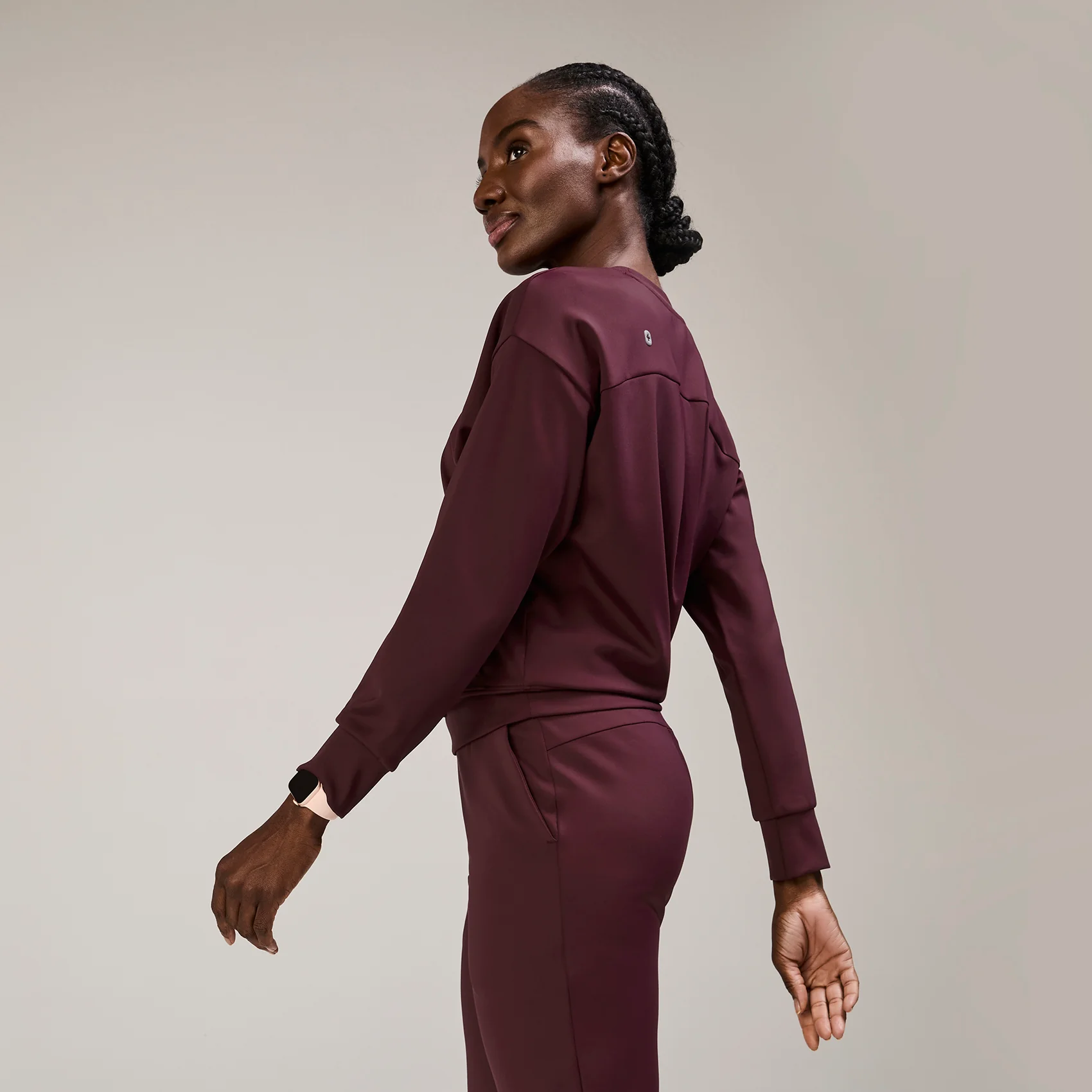women's Burgundy Cornelia FORMx Crewneck - Scrub Top™ - Image 3