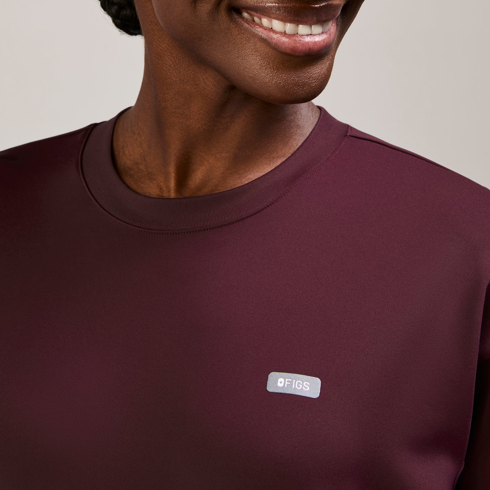 women's Burgundy Cornelia FORMx Crewneck - Scrub Top™ - Image 6