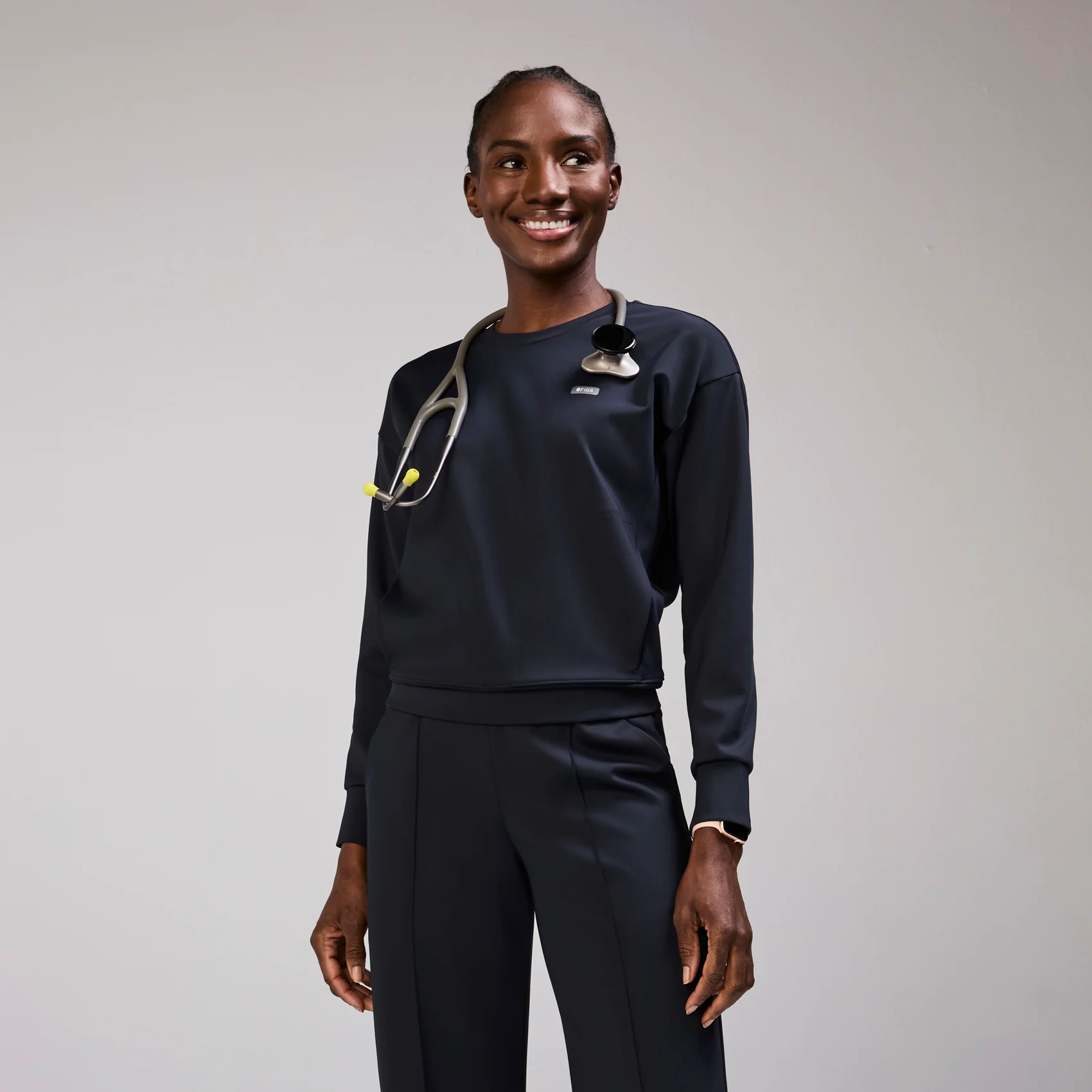 women's Navy Cornelia FORMx Crewneck - Scrub Topā¢