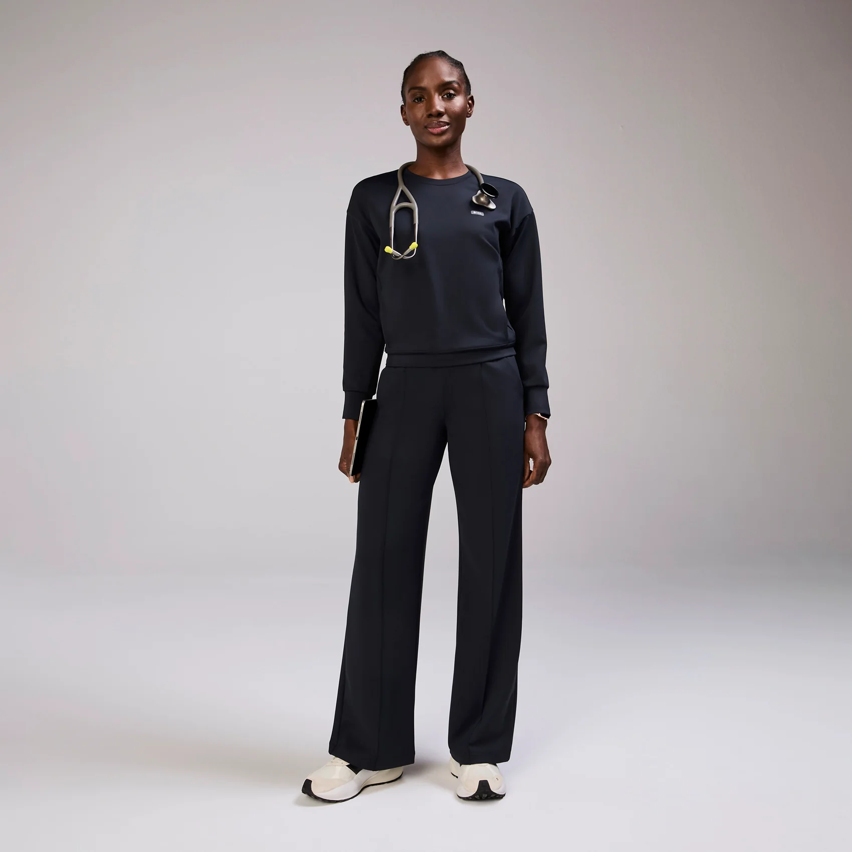 women's Navy Cornelia FORMx Crewneck - Scrub Top⢠- Image 2