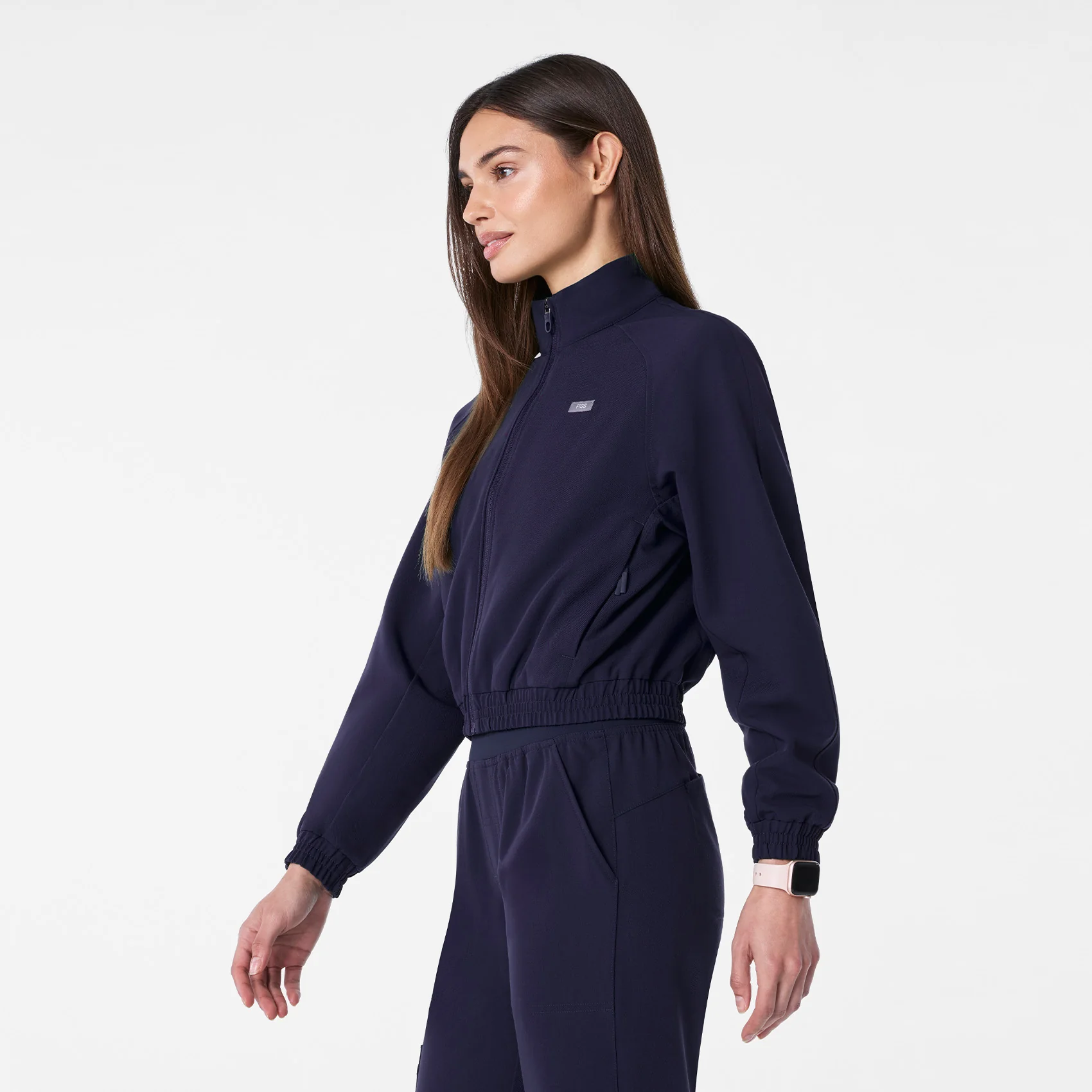women's Navy Cropped Sydney - Scrub Jacket - Image 3