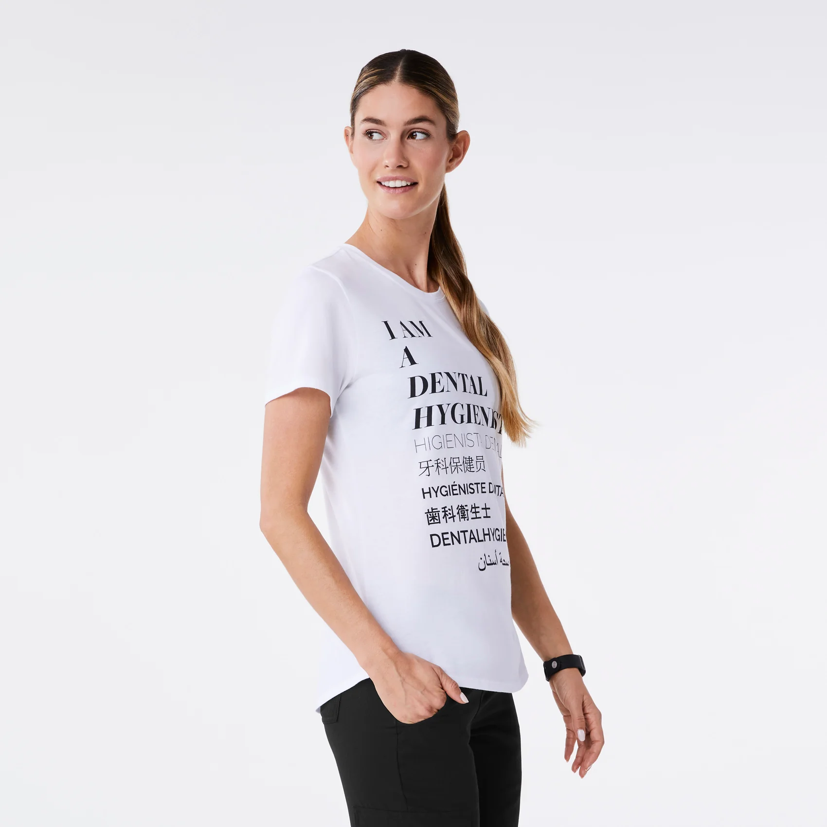 women's White Dental Hygienist Supersoft - Shortsleeve Underscrub - Image 3