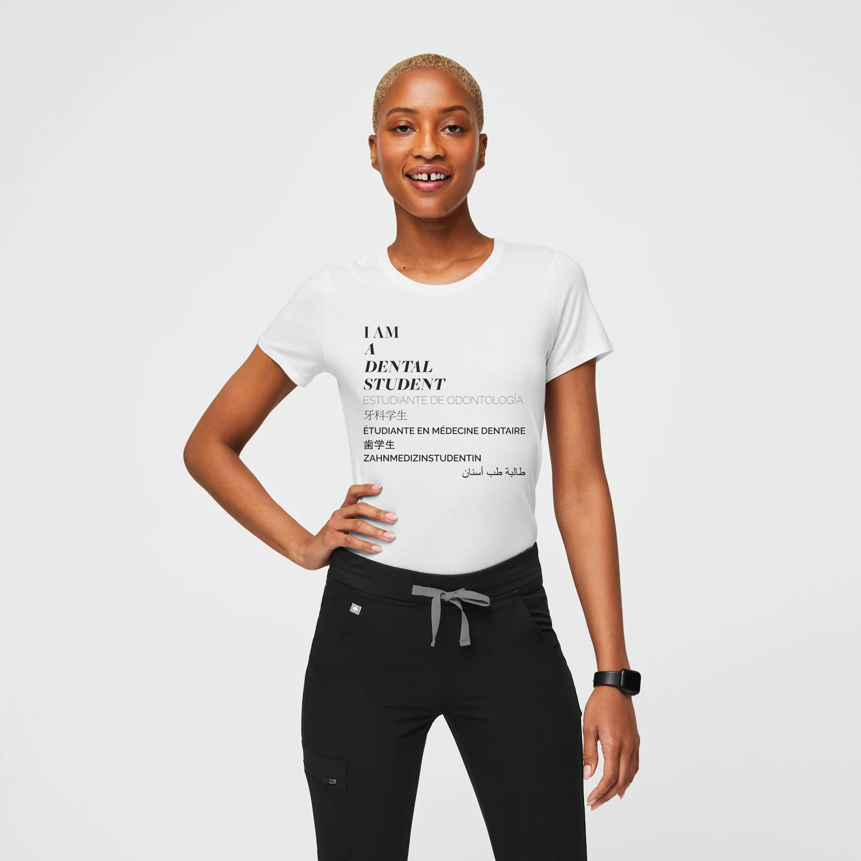 women's White Dental Student Supersoft - Shortsleeve Underscrub