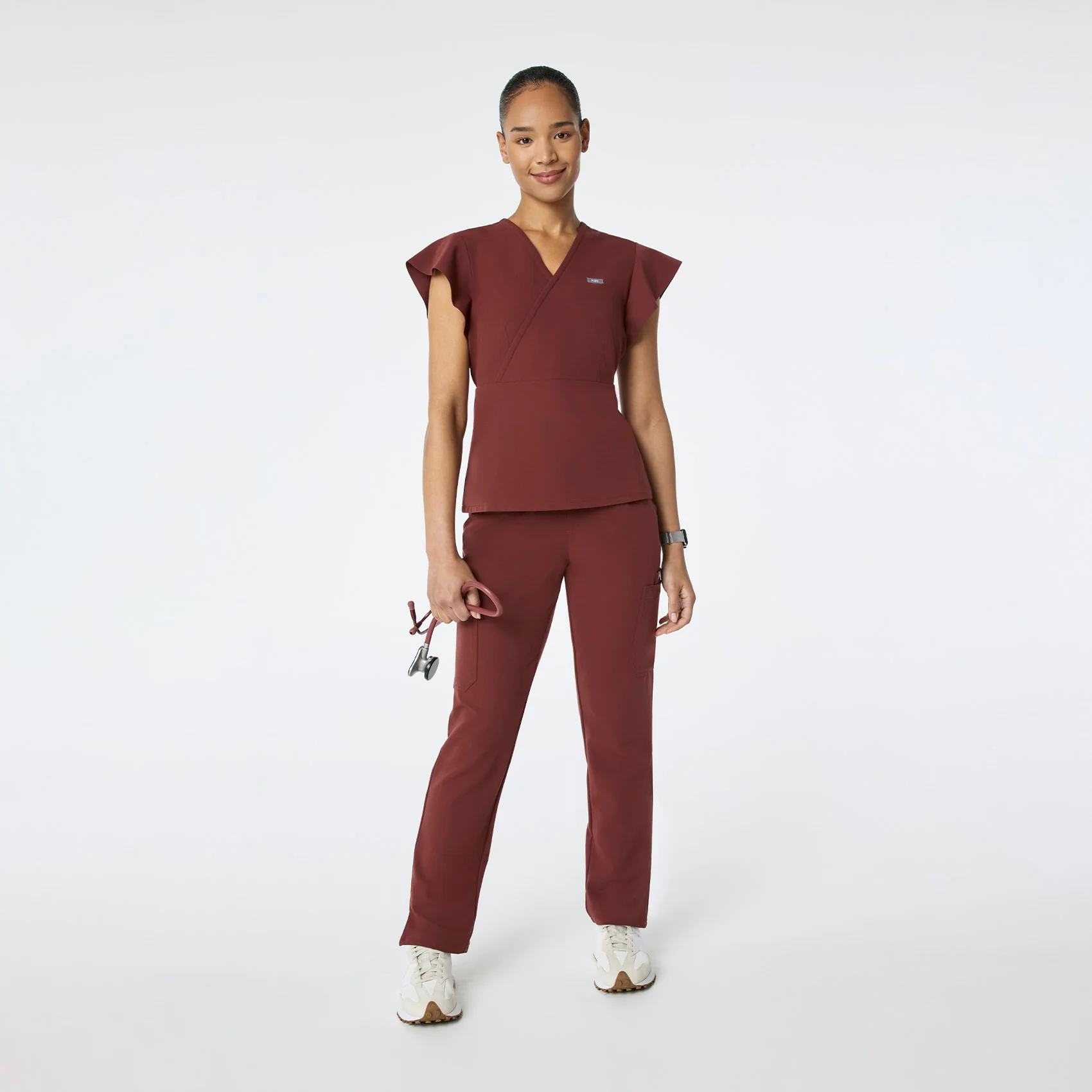women's Walnut Eveleigh Slim Peplum - Scrub Top - Image 2