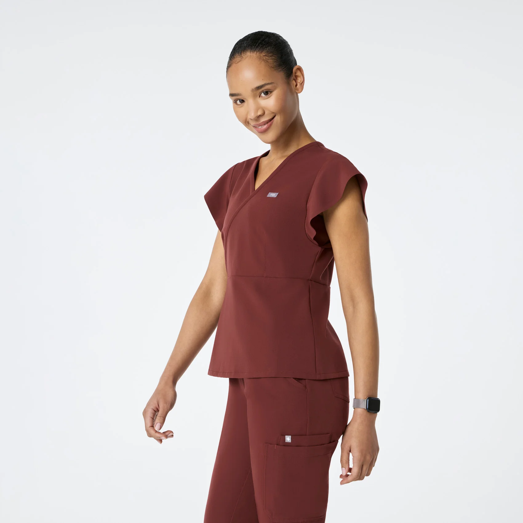 women's Walnut Eveleigh Slim Peplum - Scrub Top - Image 3