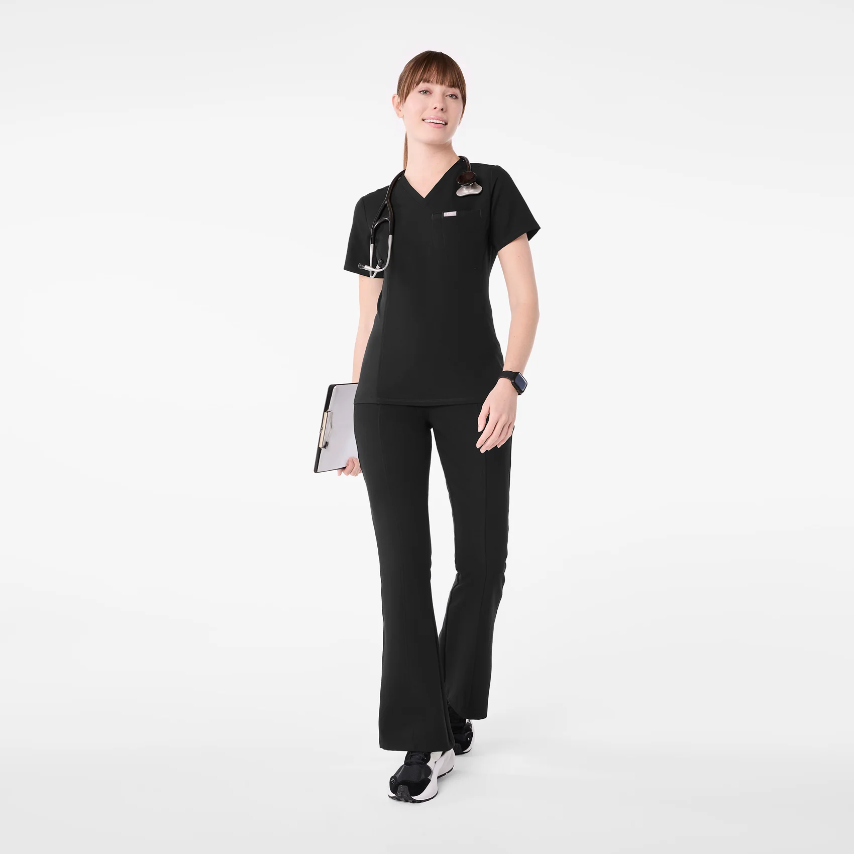 women's Black Everly Slim V-Neck - Scrub Top - Image 2