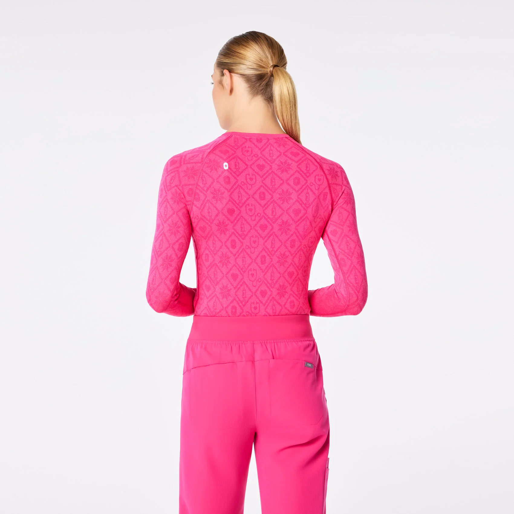 women's Shocking Pink Salta Seamless - Longsleeve Underscrub - Image 4