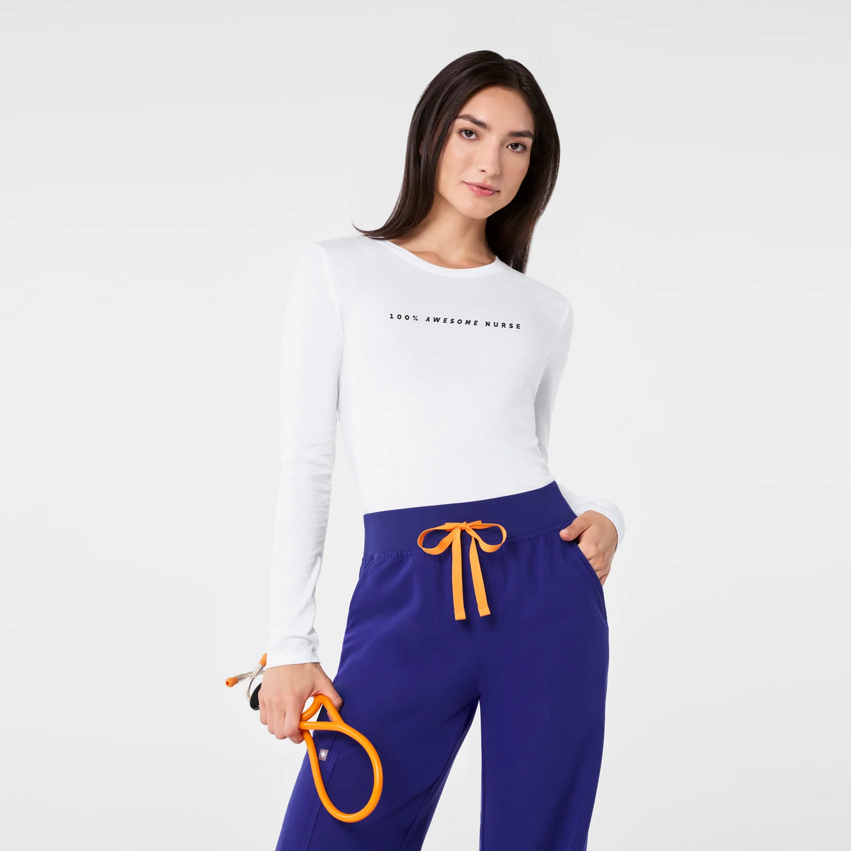 women's Optic White 100% Awesome Supersoft - Longsleeve Underscrub