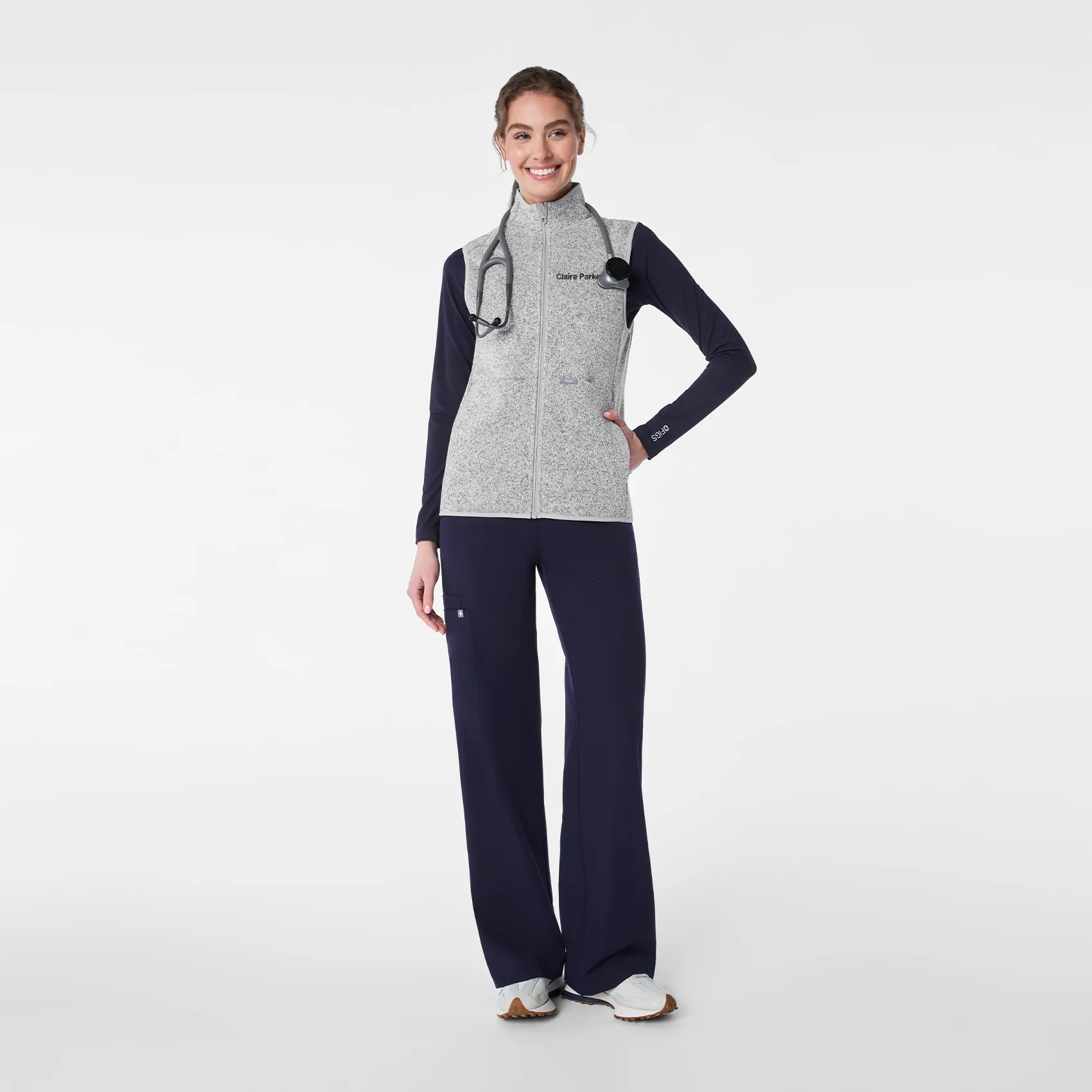 women's Heather Light Grey On-Shift -  Sweater Knit Vest™ - Image 2
