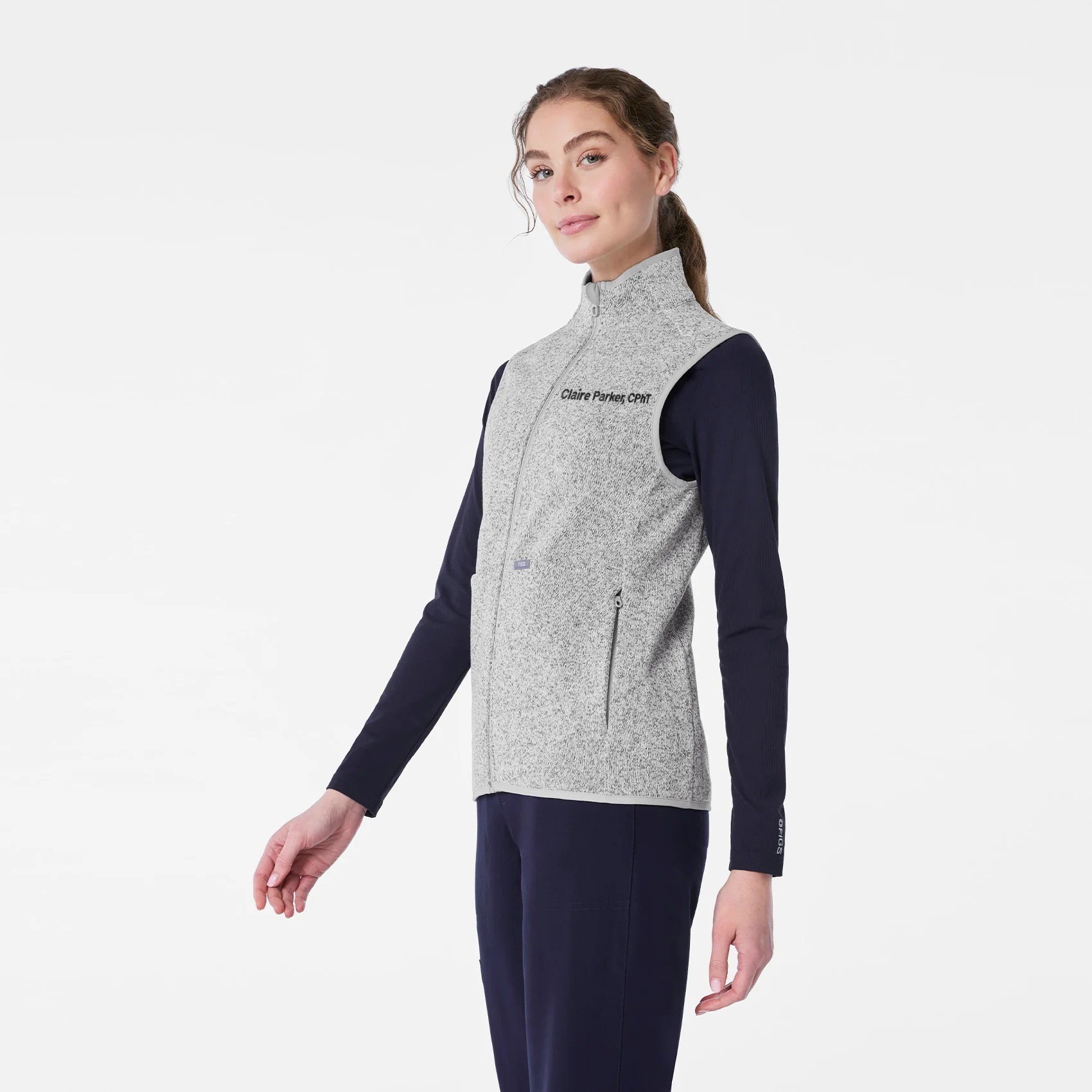 women's Heather Light Grey On-Shift -  Sweater Knit Vest™ - Image 3