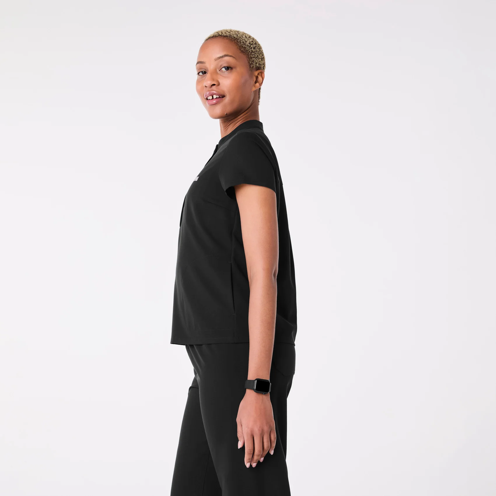 women's Black Francisca Henley - Scrub Top - Image 3