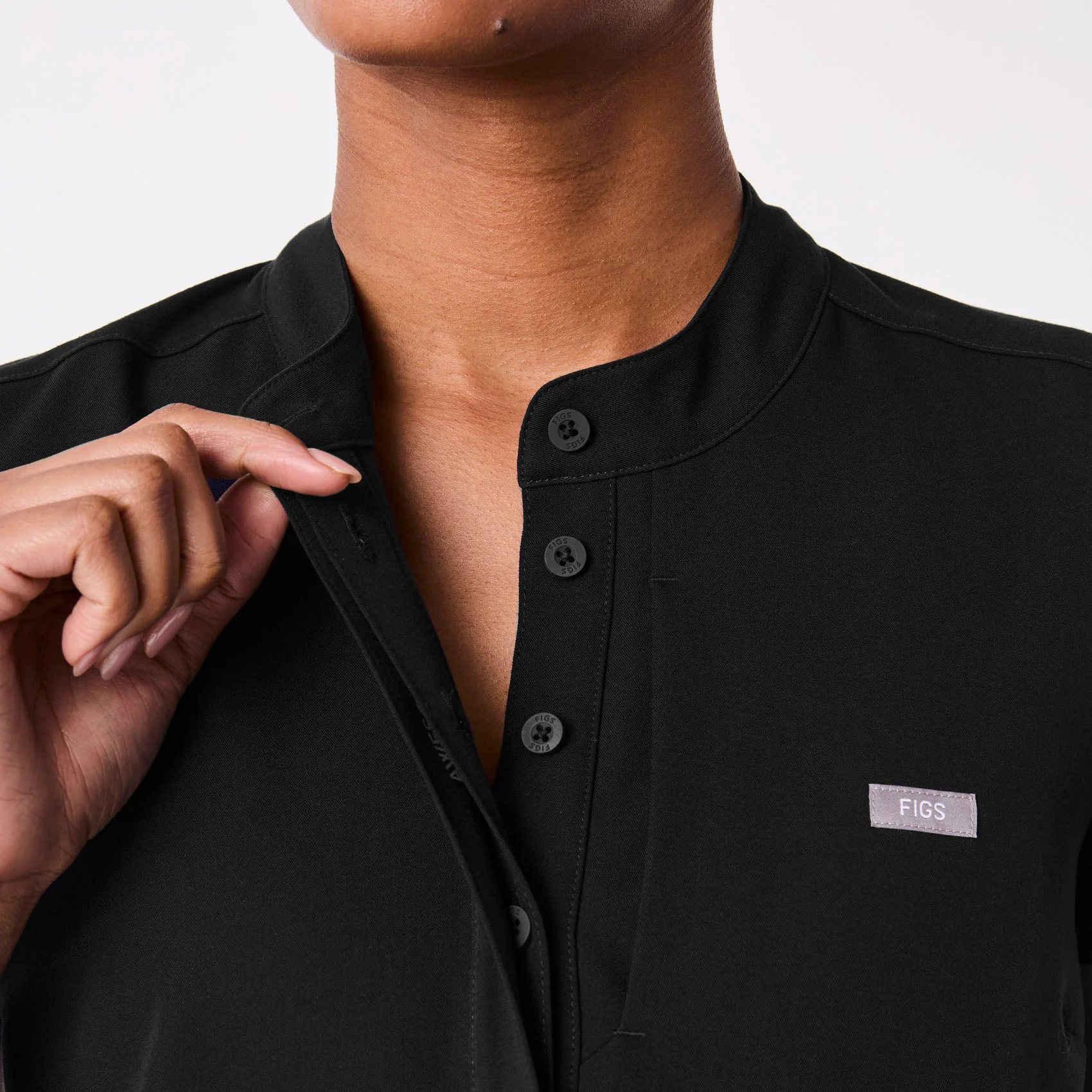 women's Black Francisca Henley - Scrub Top - Image 7