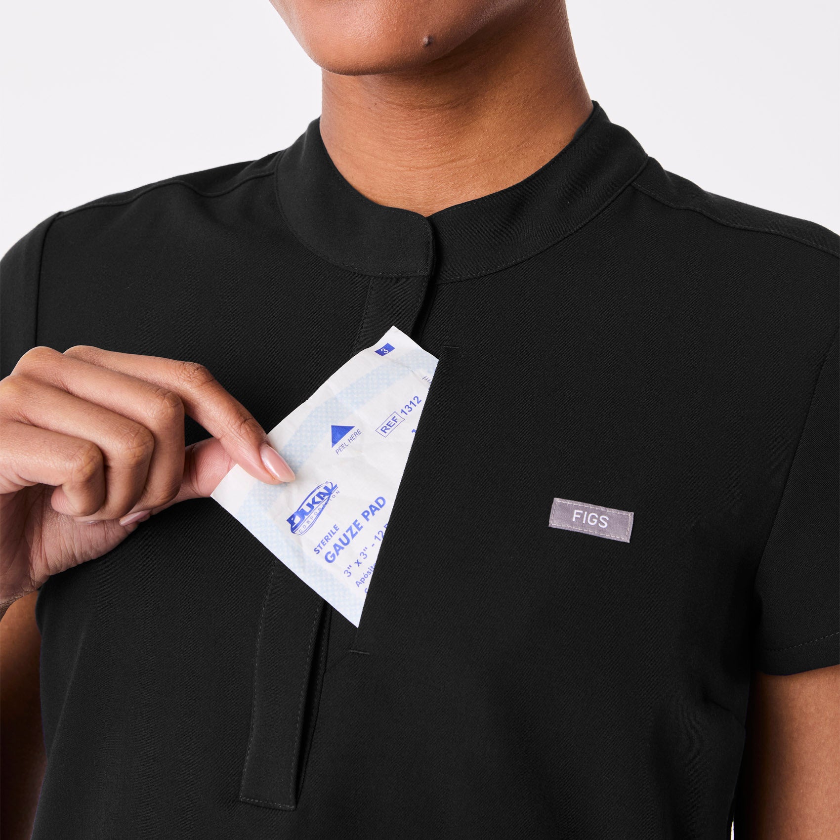 women's Black Francisca Henley - Scrub Top - Image 8