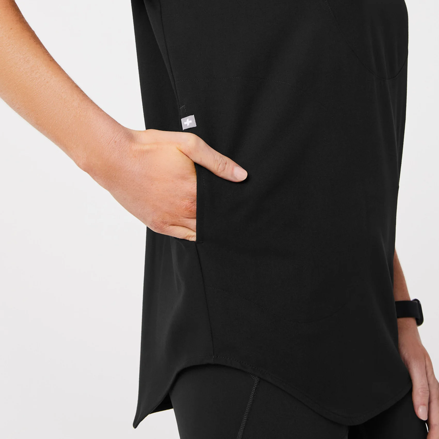women's Black Halle Shortsleeve V-Neck Tunic - Scrub Top - Image 6