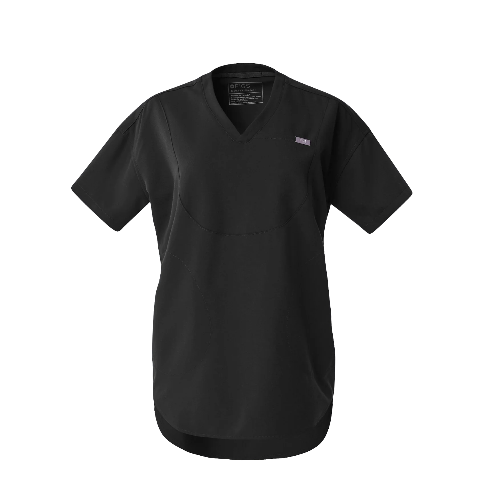 women's Black Halle Shortsleeve V-Neck Tunic - Scrub Top - Image 8
