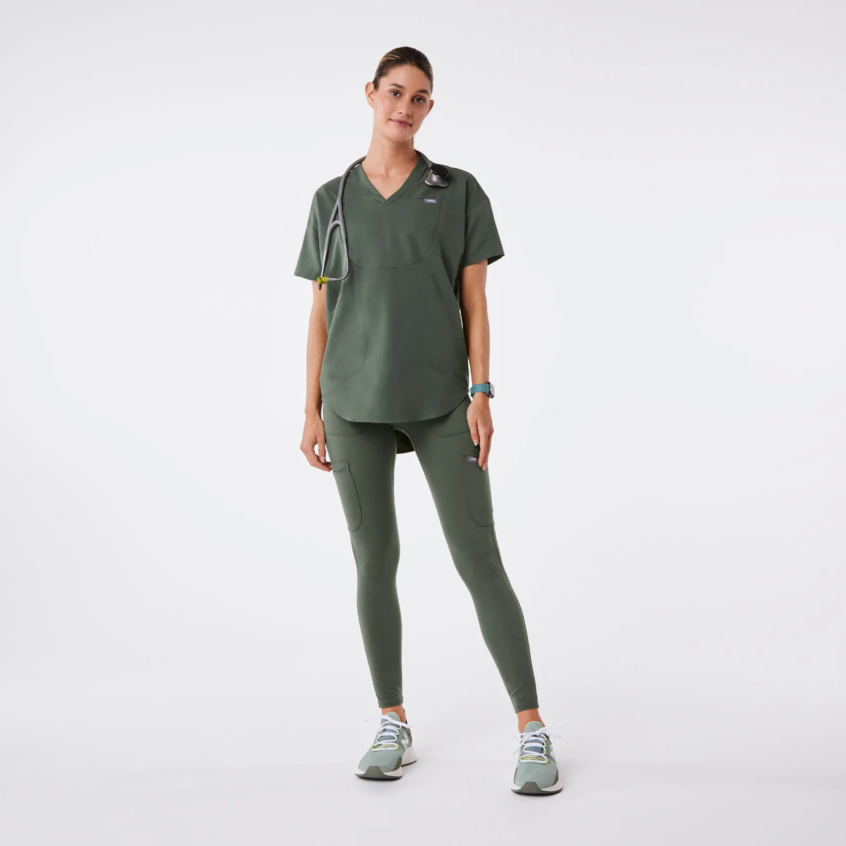women's Moss Halle Shortsleeve V-Neck Tunic - Scrub Top - Image 2