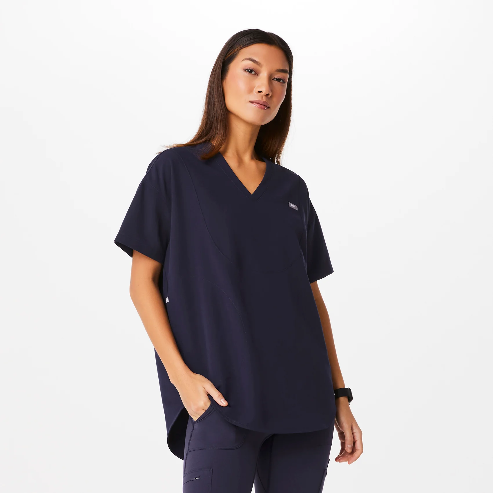 women's Navy Halle Shortsleeve V-Neck Tunic - Scrub Top