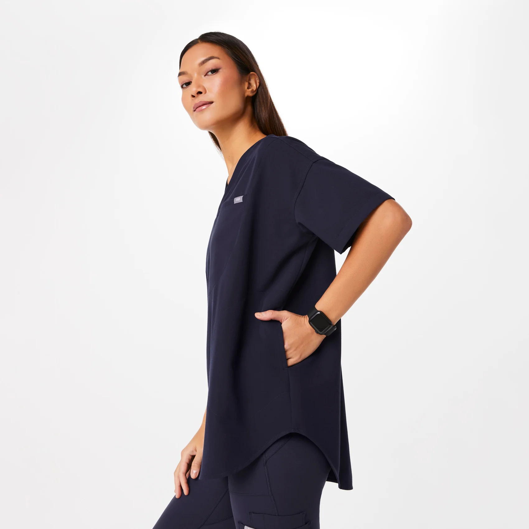 women's Navy Halle Shortsleeve V-Neck Tunic - Scrub Top - Image 5