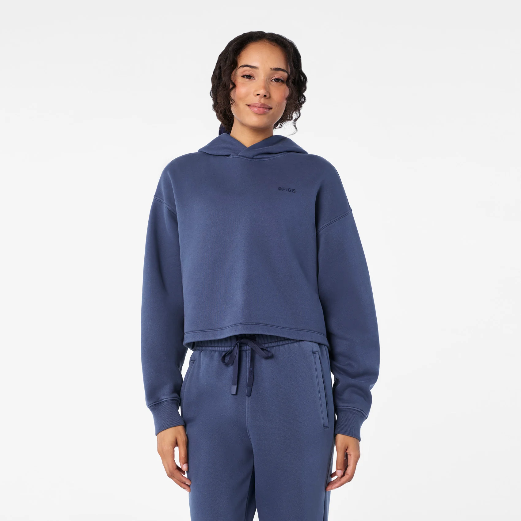 women's Quiet Navy Hayden Vintage Wash Cropped - Hoodie Sweatshirt