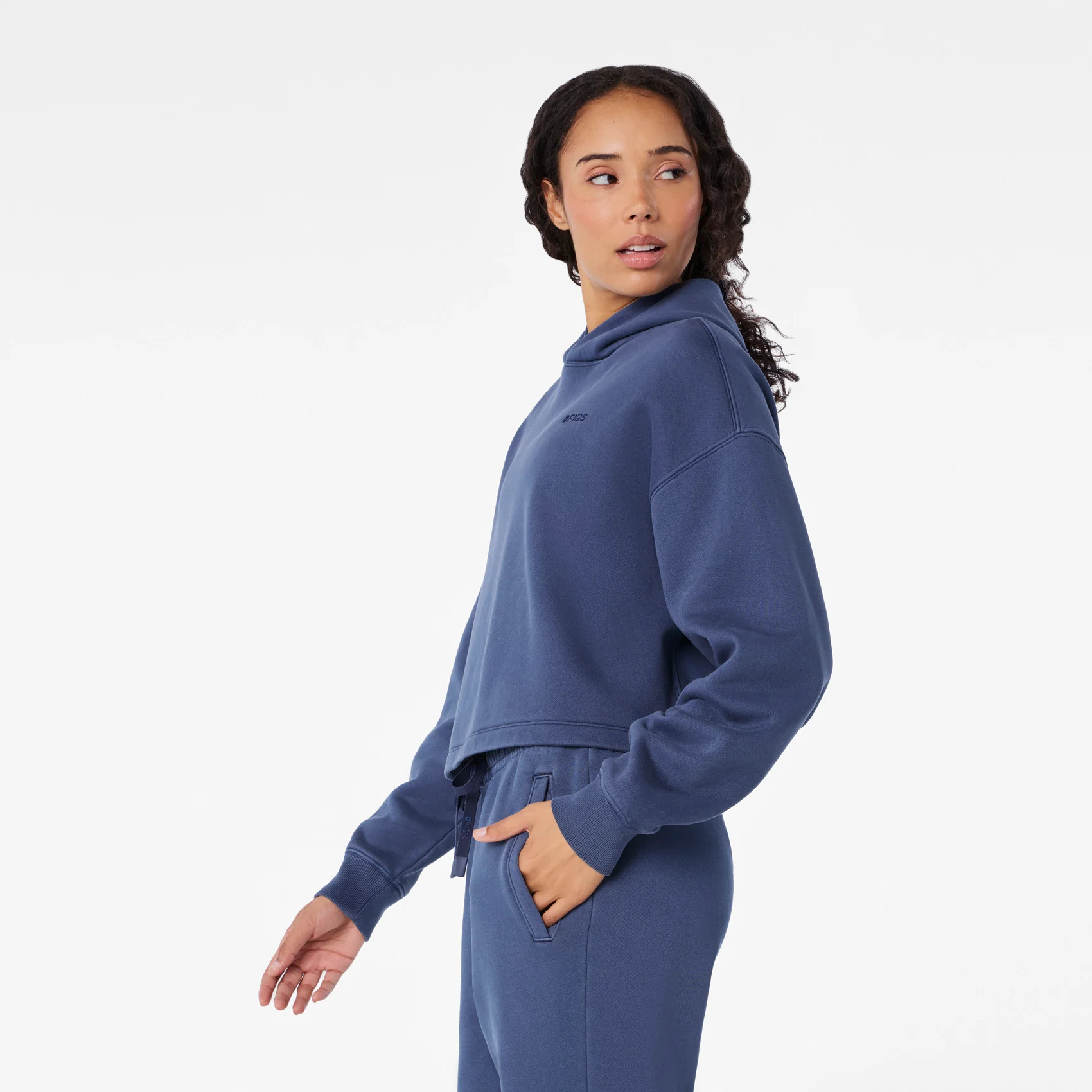 women's Quiet Navy Hayden Vintage Wash Cropped - Hoodie Sweatshirt - Image 3