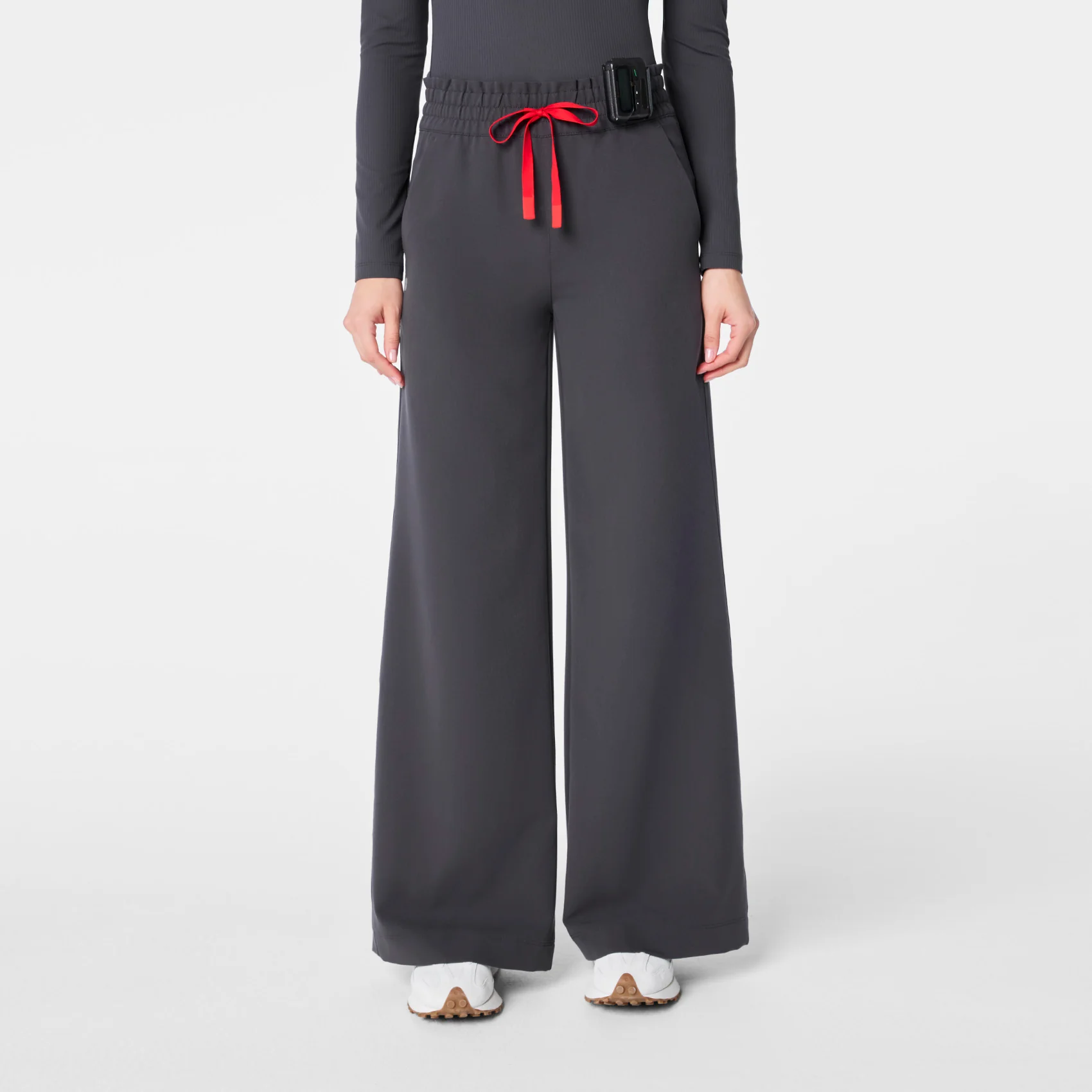 women's Charcoal High Waisted Allison Ultra Wide Leg - Scrub Pant