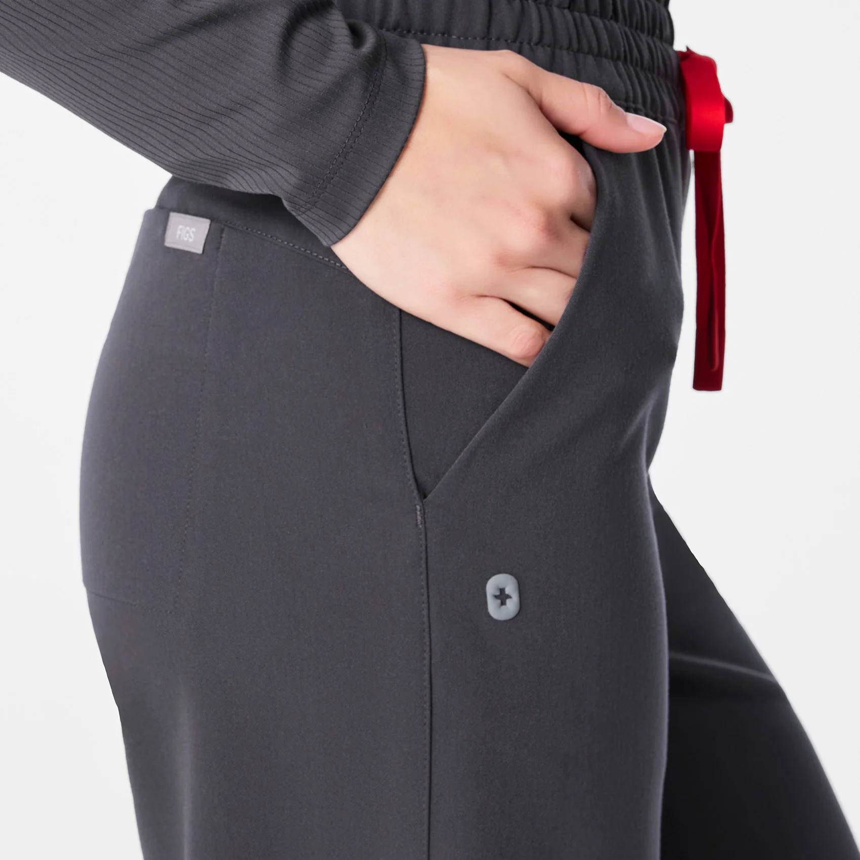 women's Charcoal High Waisted Allison Ultra Wide Leg - Scrub Pant - Image 6
