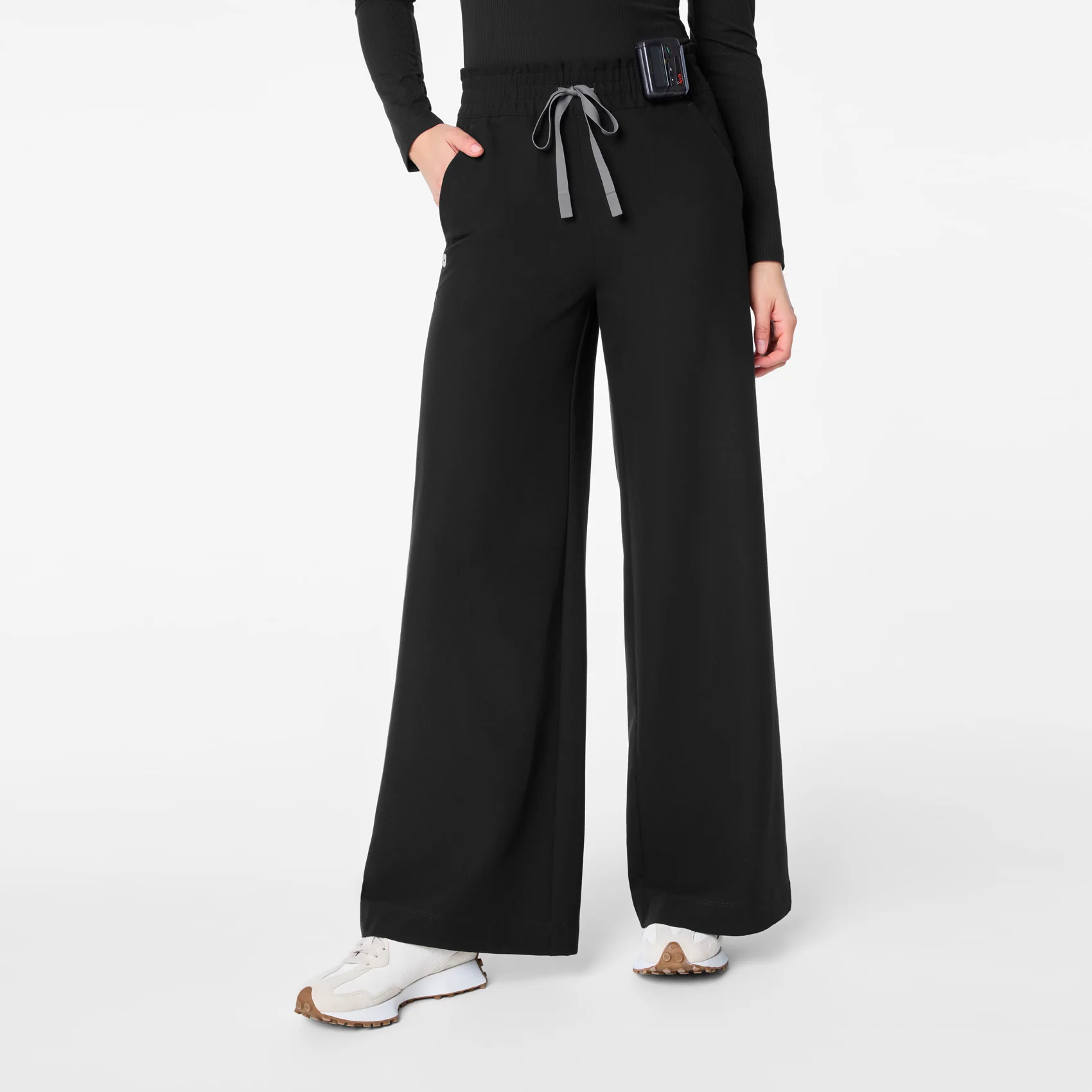 women's Black High Waisted Allison Ultra Wide Leg - Scrub Pant