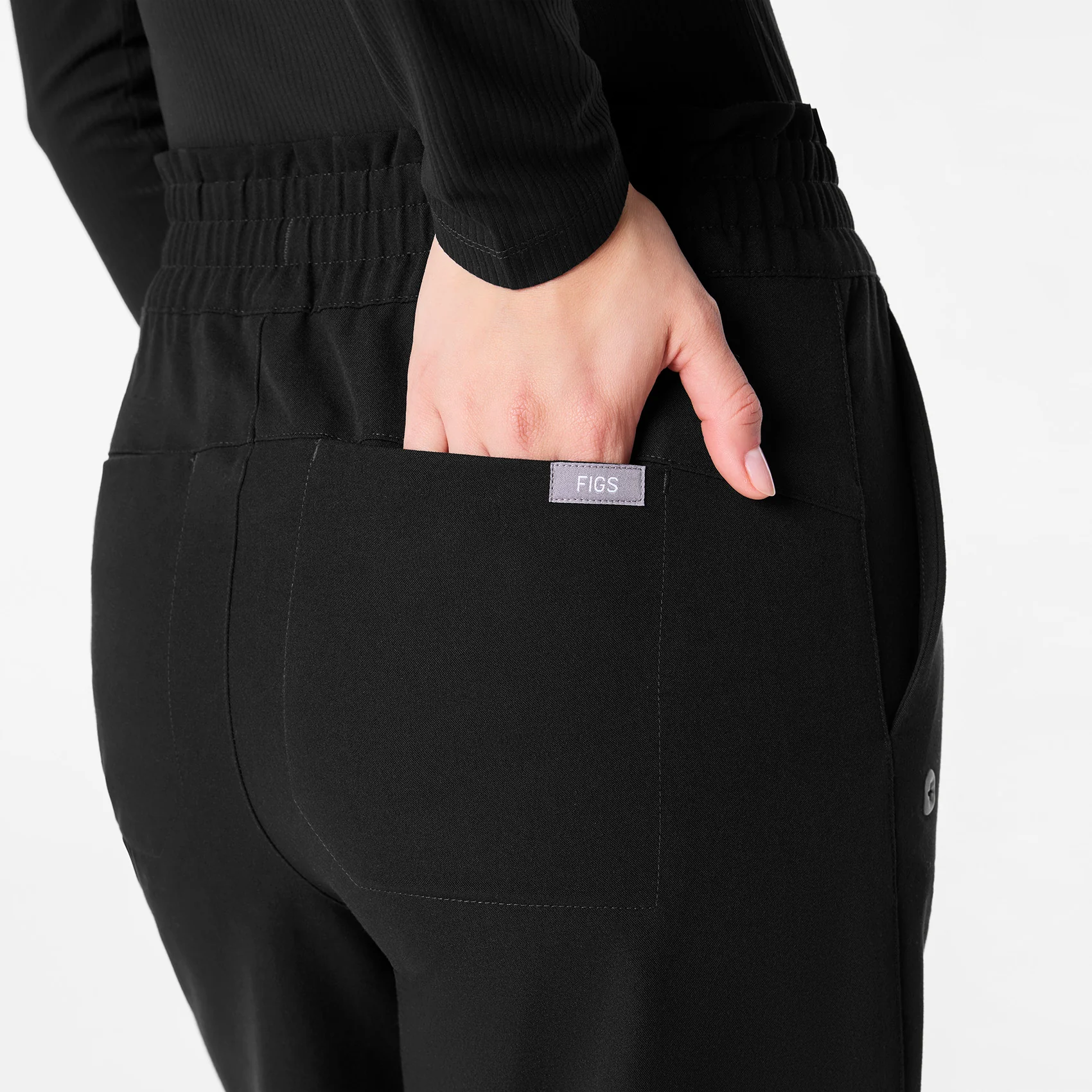 women's Black High Waisted Allison Ultra Wide Leg - Scrub Pant - Image 7