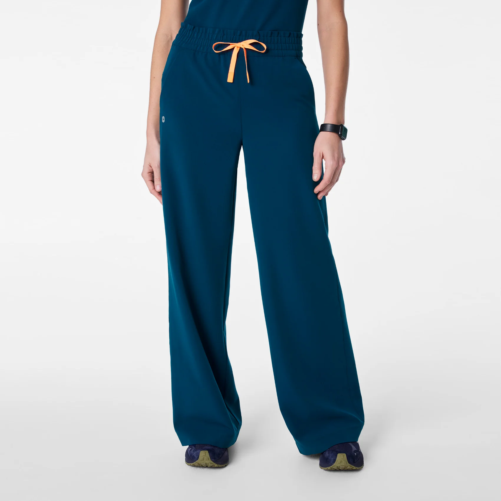 women's Deep Reef High Waisted Allison Ultra Wide Leg - Petite Scrub Pant